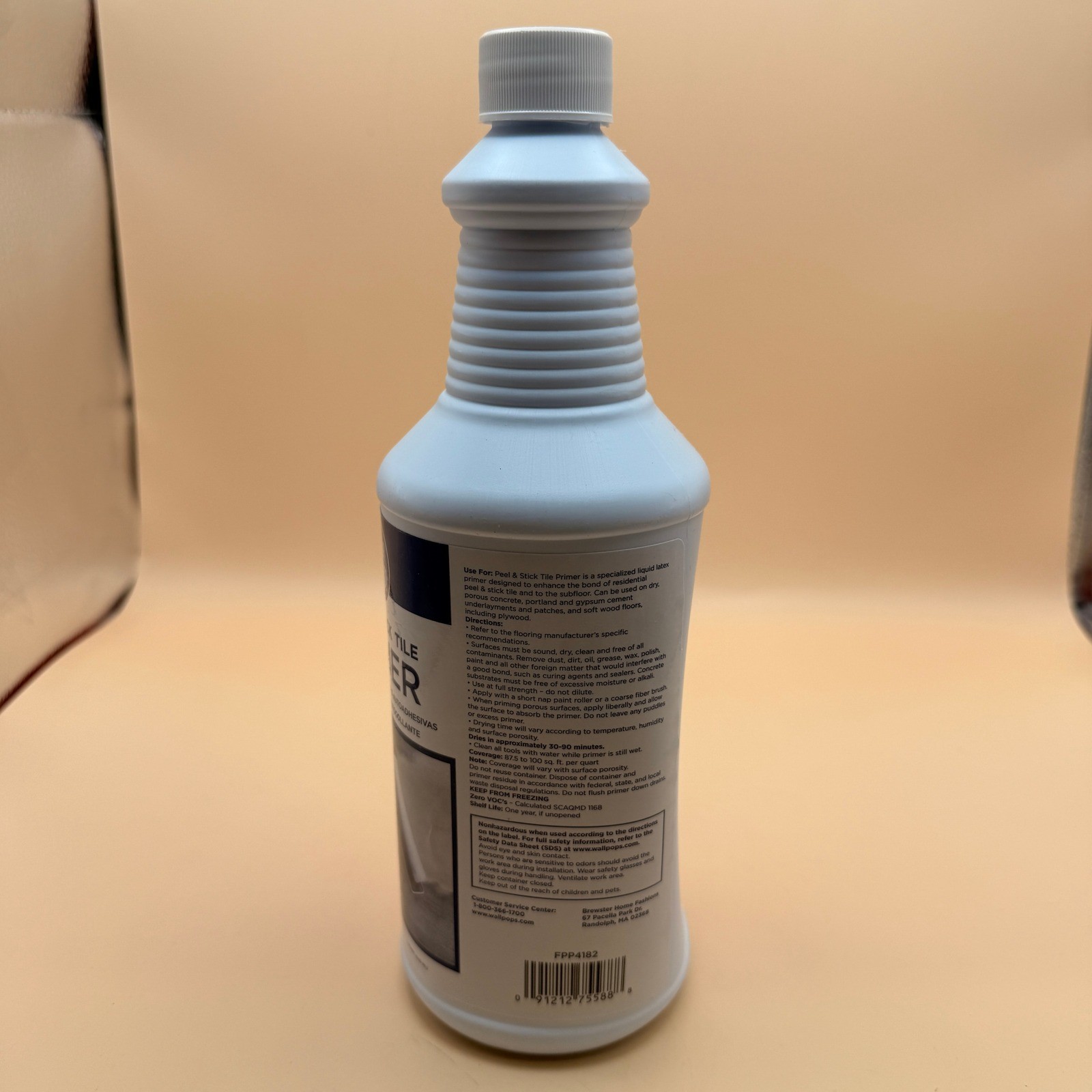 FloorPops FPP4182W Peel Stick Tile Primer, White & Off-White 32 oz