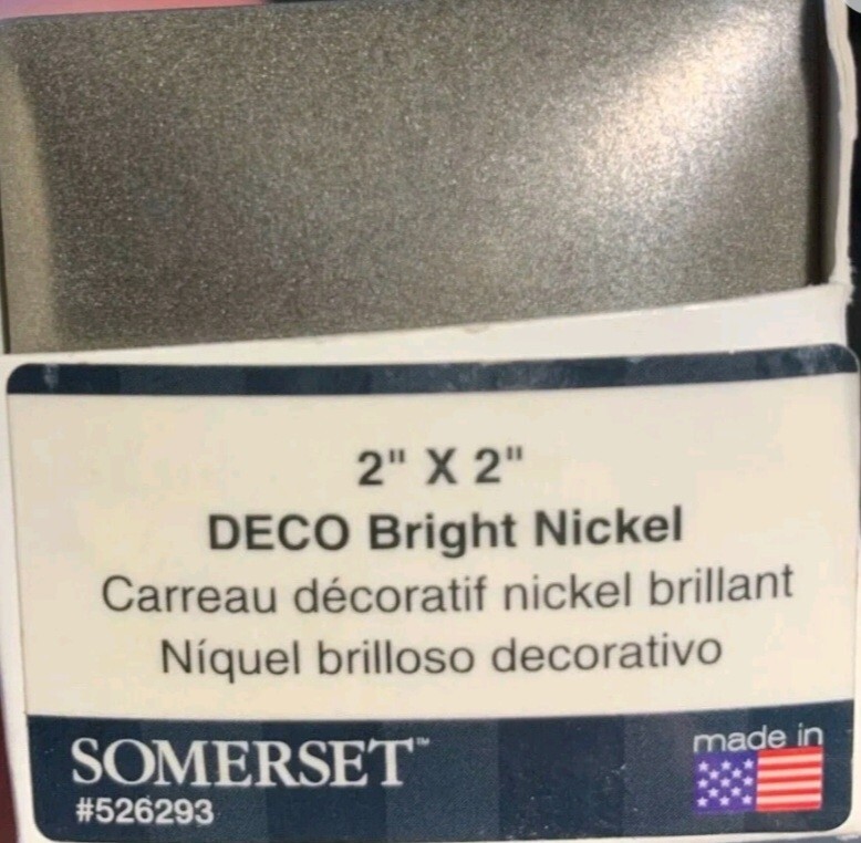 Bright Nickel resin 2X2″ Square Accent Tile – Somerset Collection