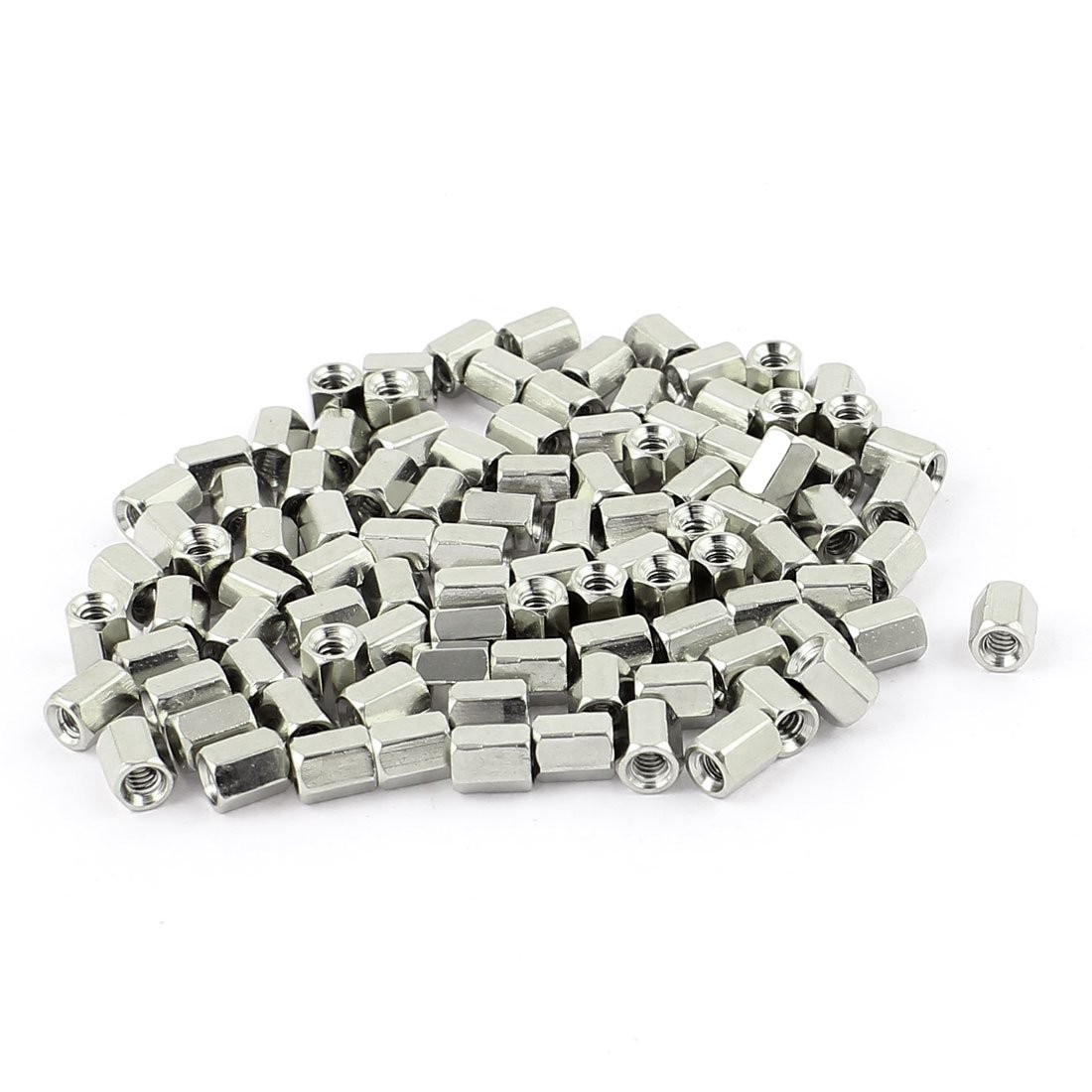 uxcell a15080400ux0741#4-40 6mm Female Thread Brass Hex 100pcs #4-40, Silver