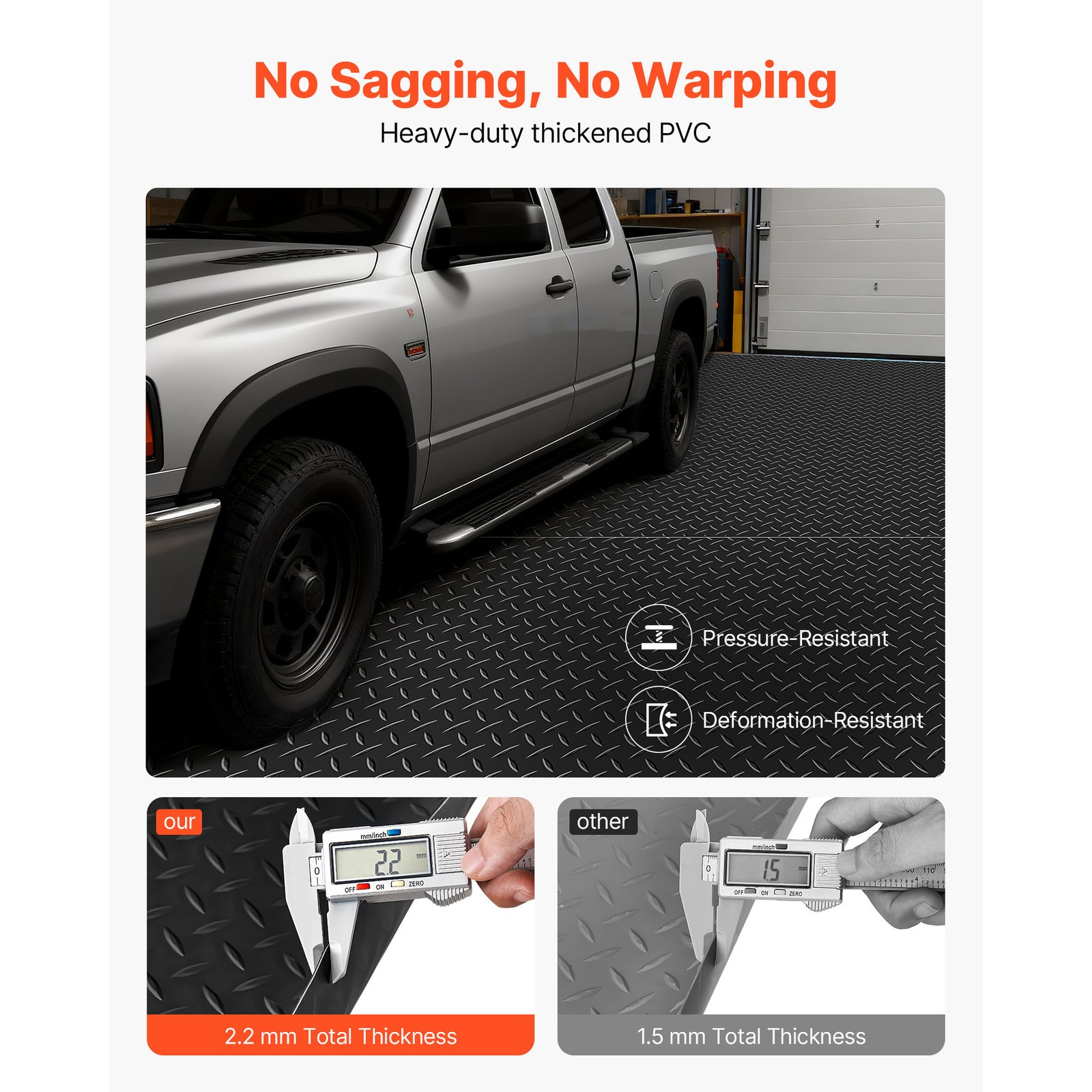 Uimoso Garage Floor Mat 4×10 ft PVC Diamond Pattern Non-Slip and Easy to Clean