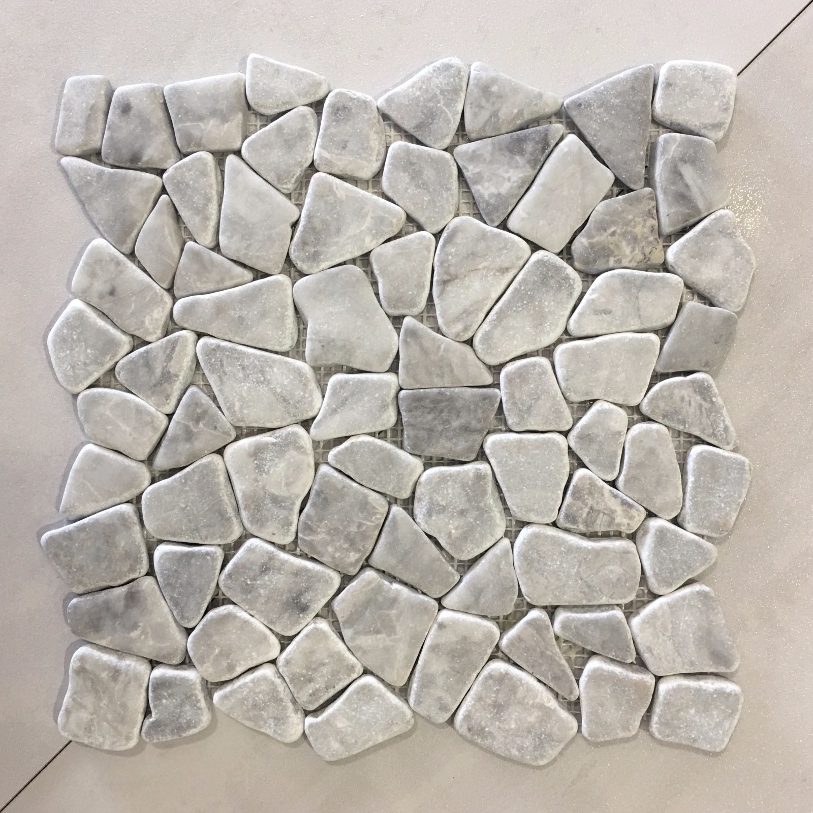 Soft Grey Pebble Flat Tile Mosaic Gray Stone Wall Shower Floor Back Splash