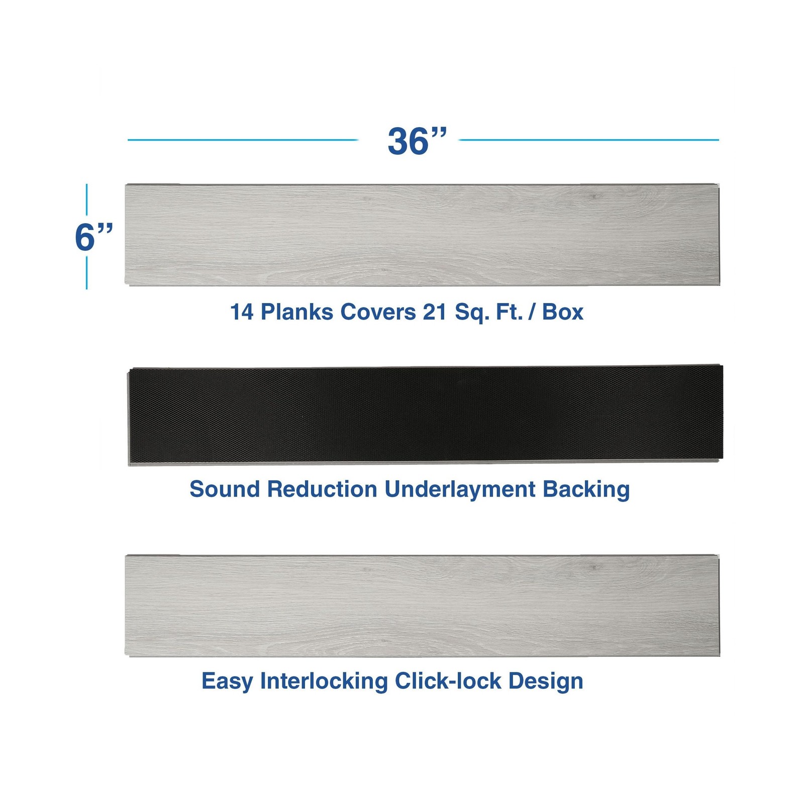 Interlocking Vinyl Flooring Planks 36″ X 6″, 14 Planks Covers 21 Sq.Ft Per Bo…