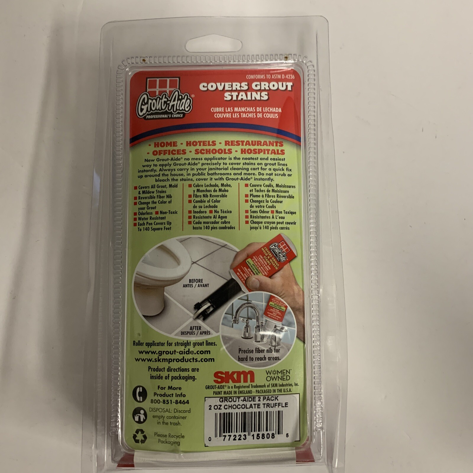 Lot of 5, Grout-Aide 2 oz Bottle Fiber Nib & Wheel Applicator, Chocolate Truffle