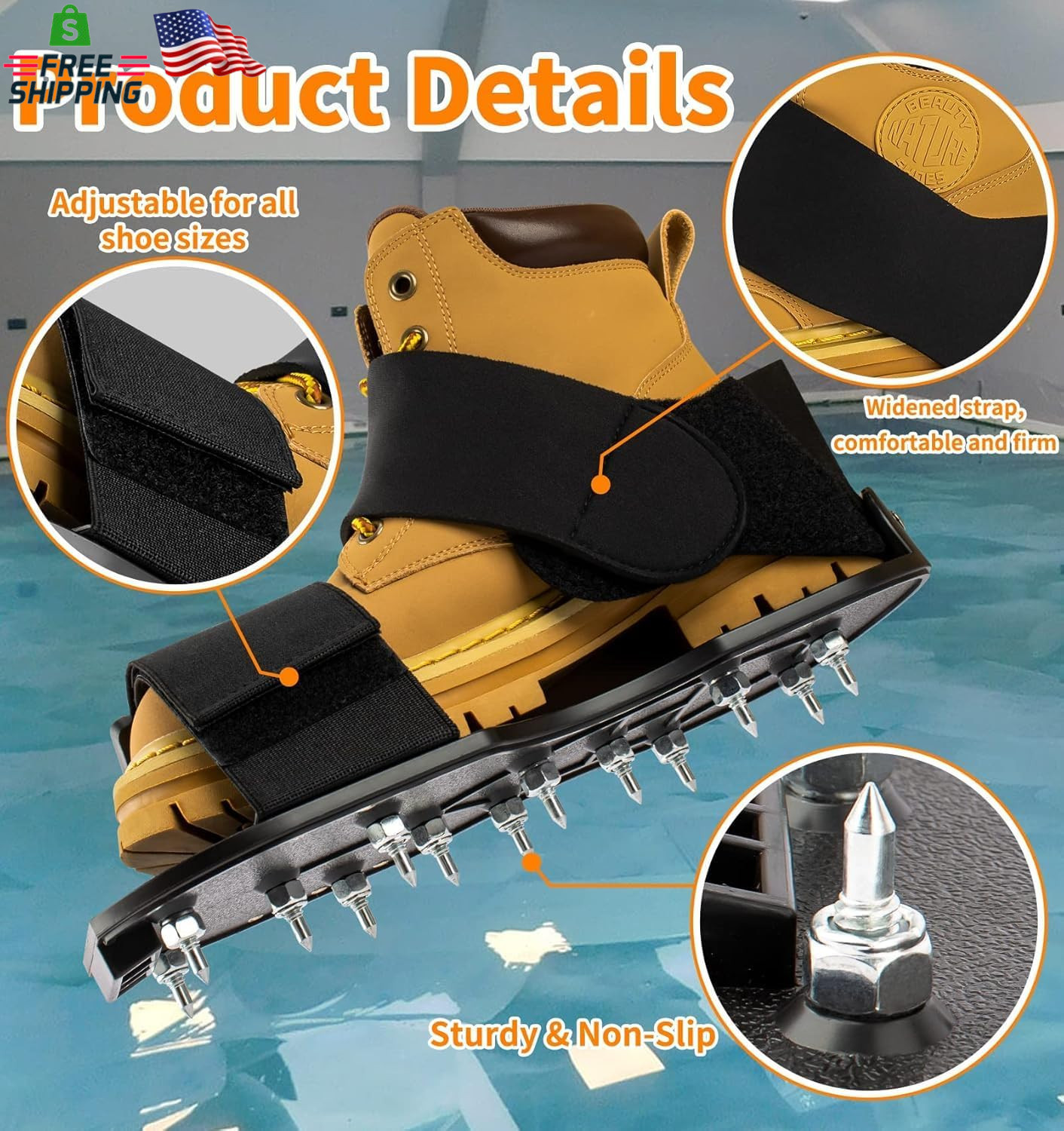 Epoxy Floor Spiked Shoes Fully Assembled Gunite Spiked Shoes with 3/4″ Short Spi