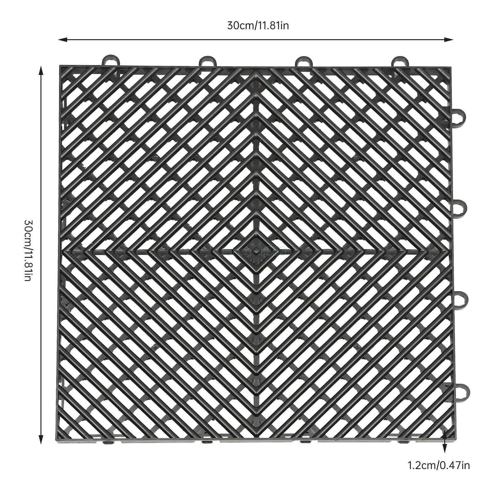 Rubber Tiles Interlocking Garage Floor Tiles 12x12x0.5 Inch 50PCS Deck Tile Gray
