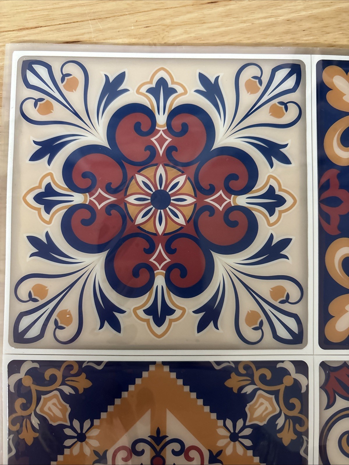 Peel and Stick Tiles Room Decor Backsplash Mexican Mediterranean 4 Sheets