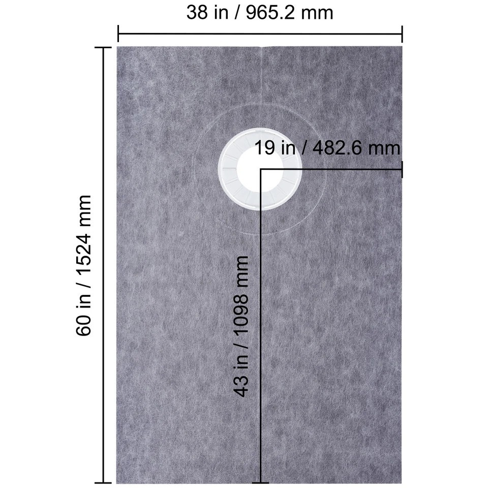 Waterproofing Shower Tray Kit 38″ x 60″ Shower Kit w/ Offset Drain PVC