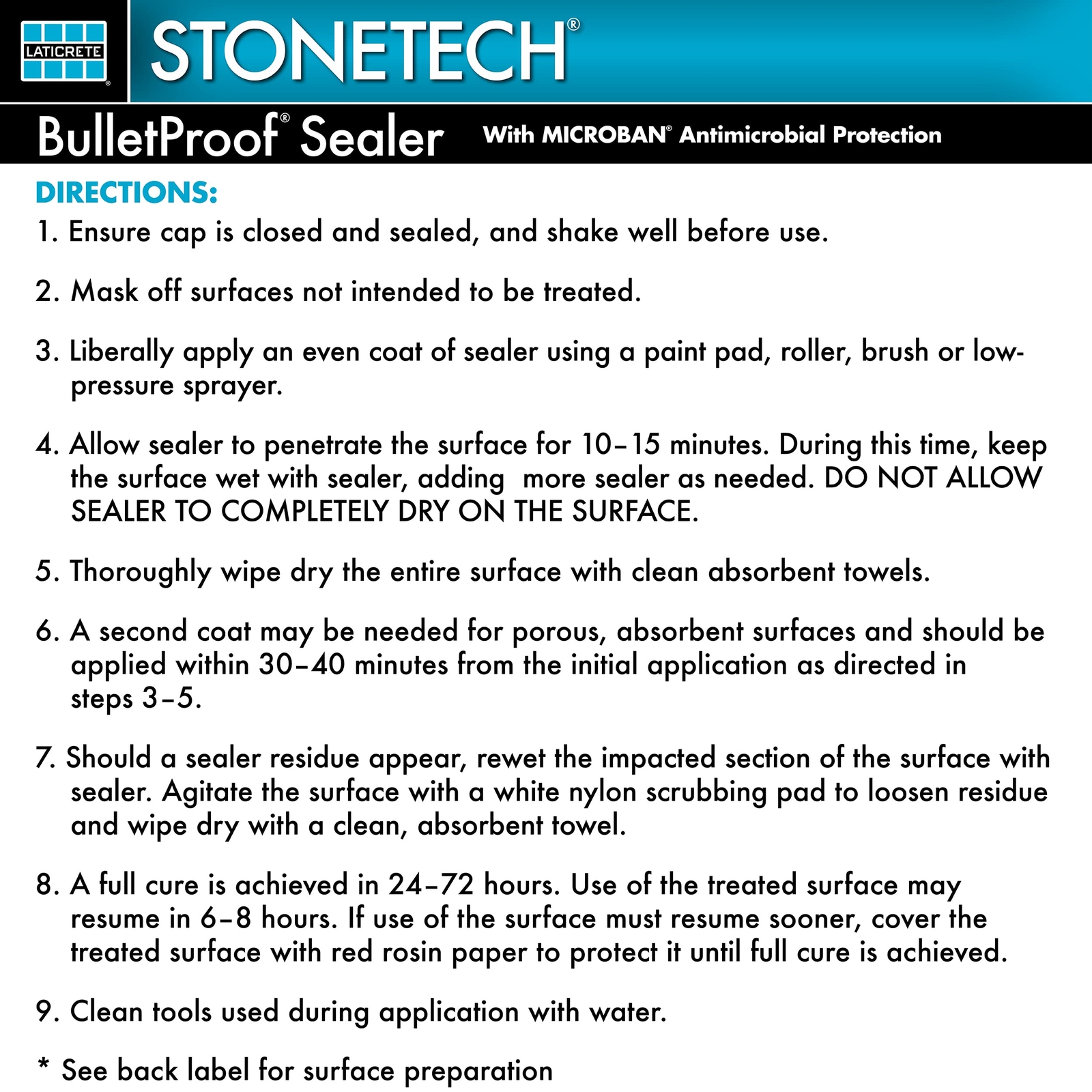 StoneTech BulletProof Sealer 1 Quart Maximum Protection for Natural Stone Grout