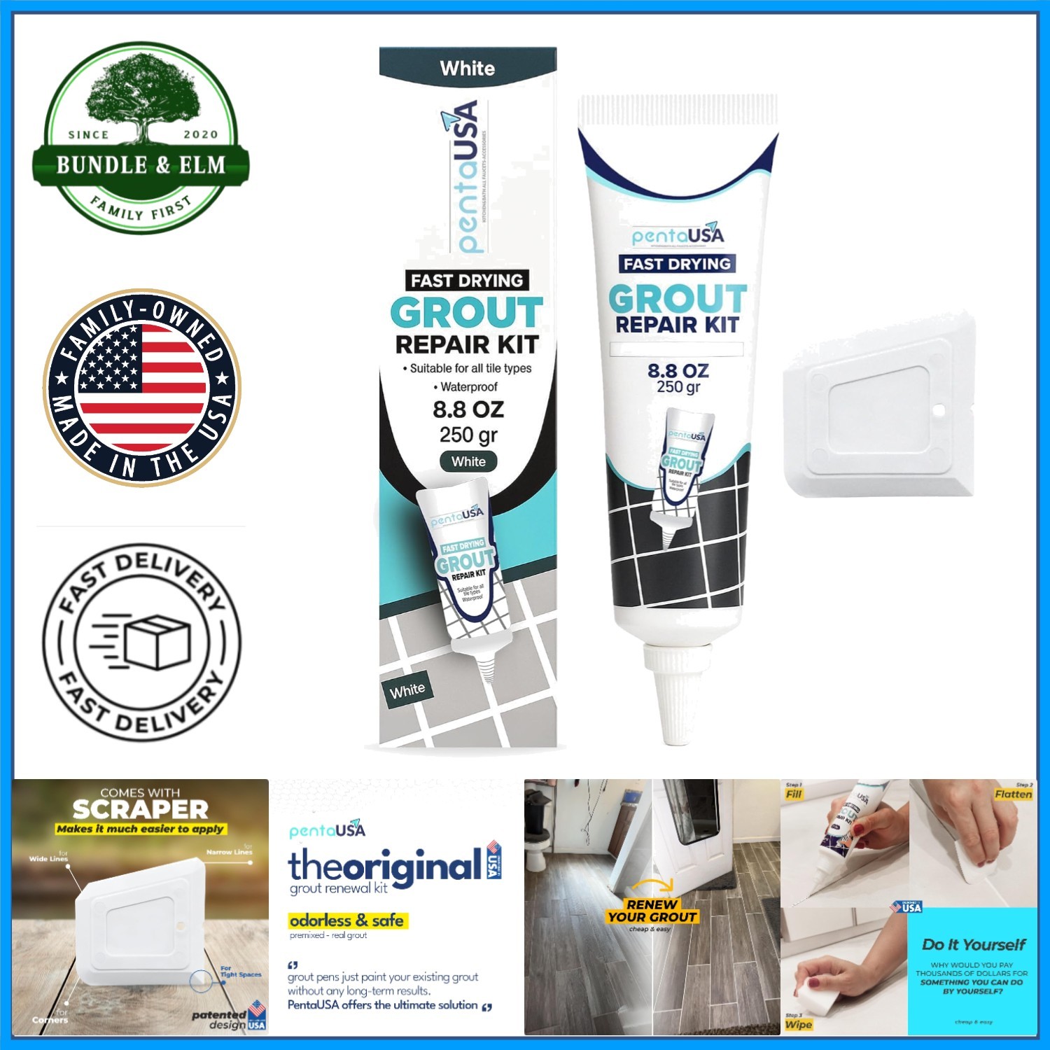 Premixed Grout Filler for Bathroom and Kitchen Tile Repair, Water-Resistant
