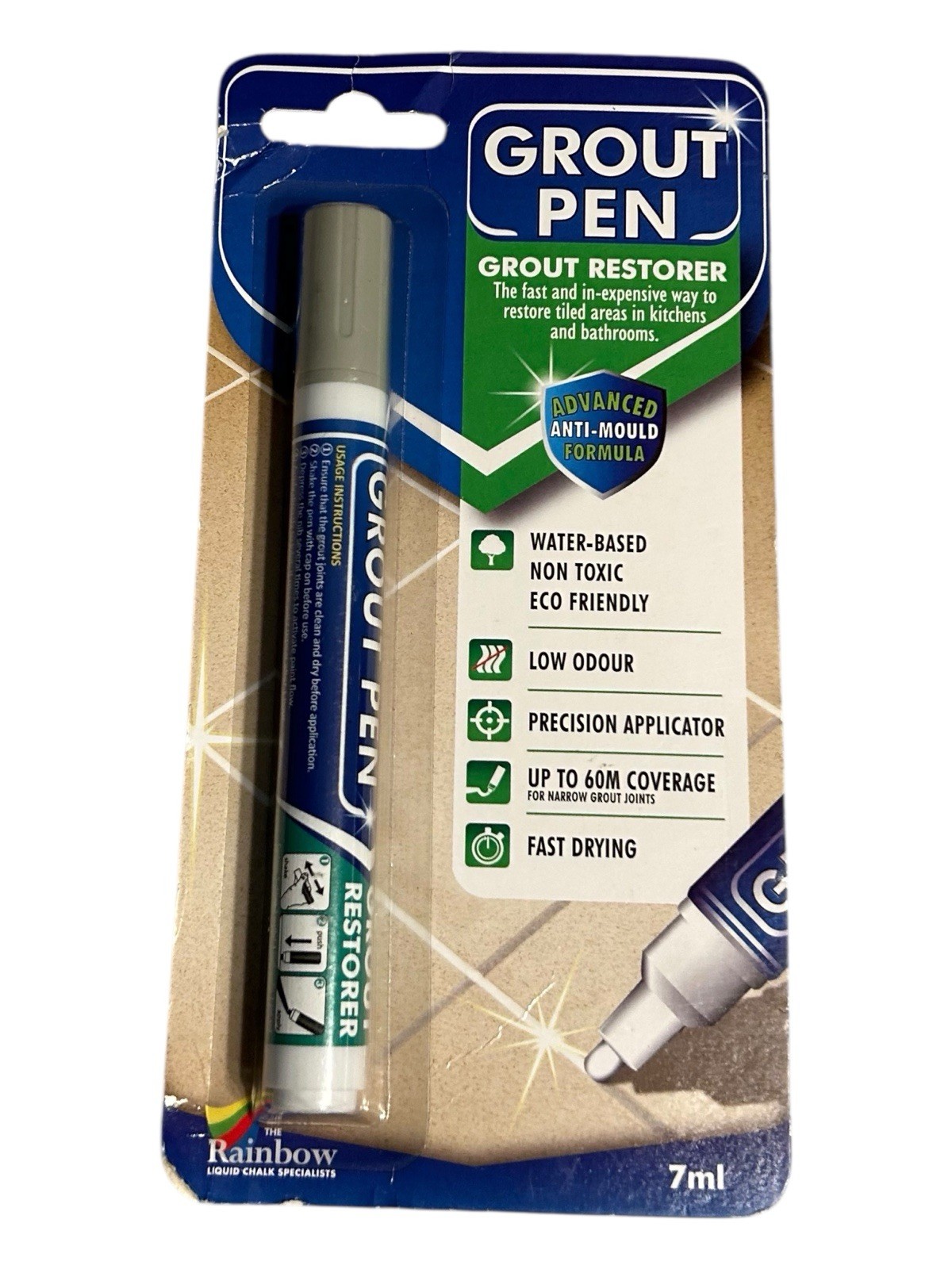 Push Tip Grout Pen – 5 Minute Dry, Non-Toxic, Formula Kitchen & Bathroom