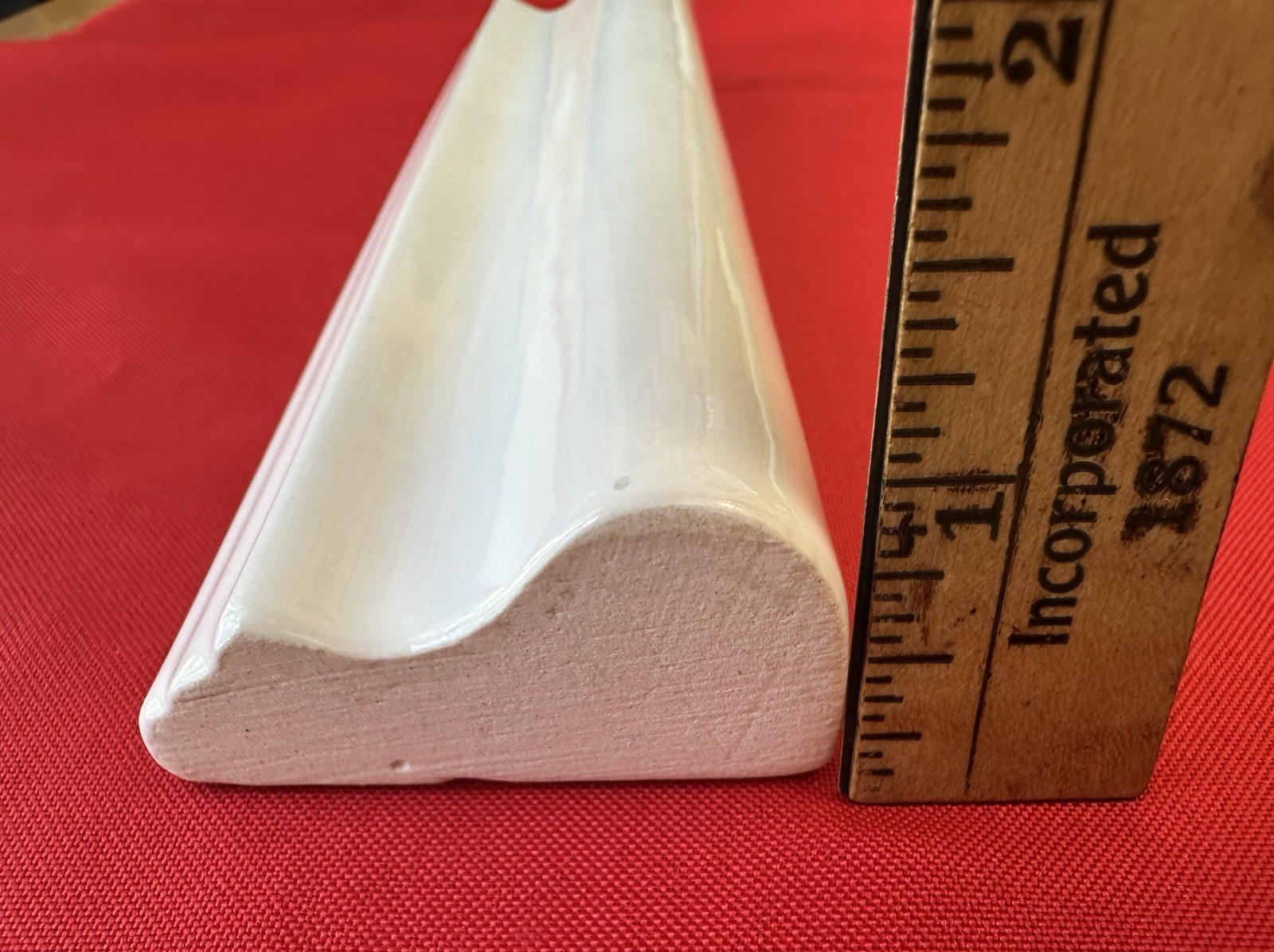 1 pc. Gloss White: Ceramic / Porcelain Chair Rail Tile: 2″ X 8-1/16″ Reclaimed