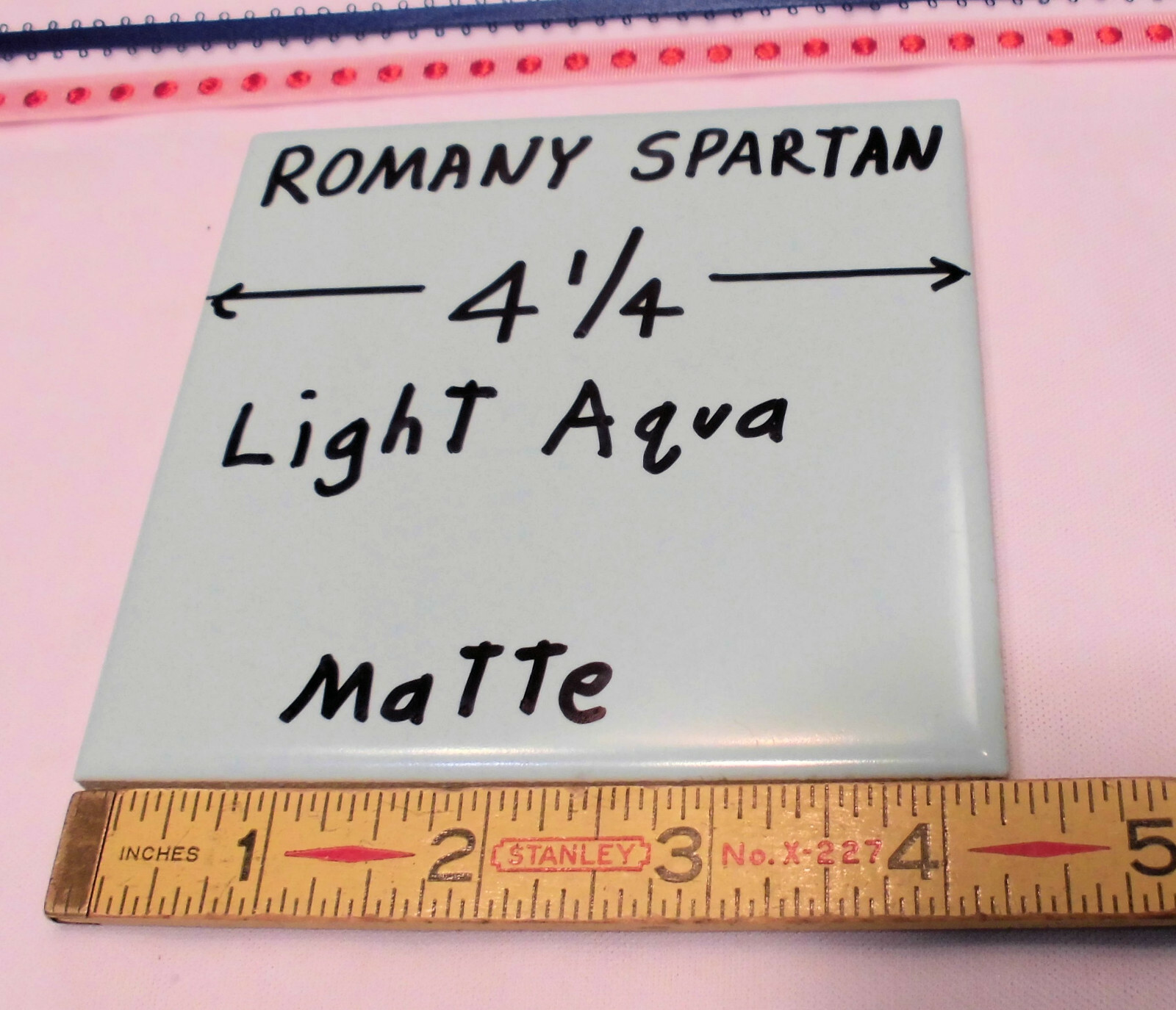 1pc. *Aqua / Light Blue * 4-1/4″ Matte Ceramic Tile; Romany Co. Made 1940’s