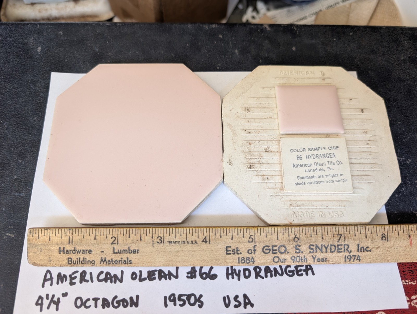 2 pcs American Olean Vintage Ceramic Tile 4-1/4″ Octagon #66 HYDRANGEA MATTE