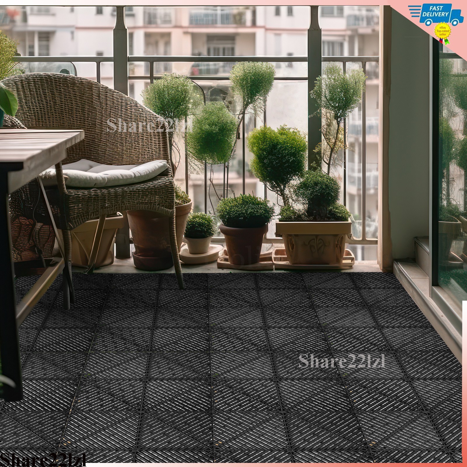 Garage Floor Tiles Interlocking Flooring Tiles 15.75×15.75”/ 40 x 40 cm 25Packs