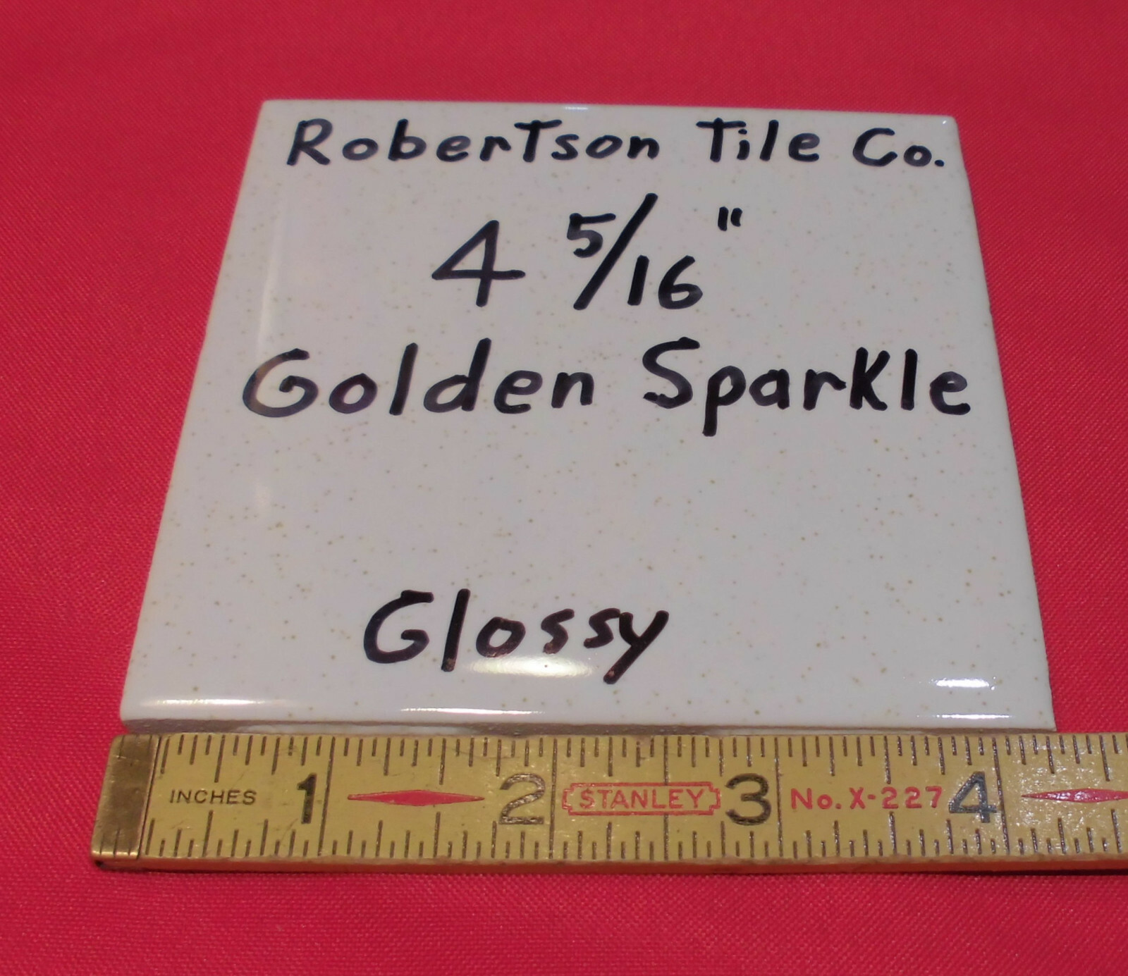1 pc. Ceramic Tile *Golden Sparkle – Gold Dust* 4-3/8″- 4-5/16″ Robertson Co.