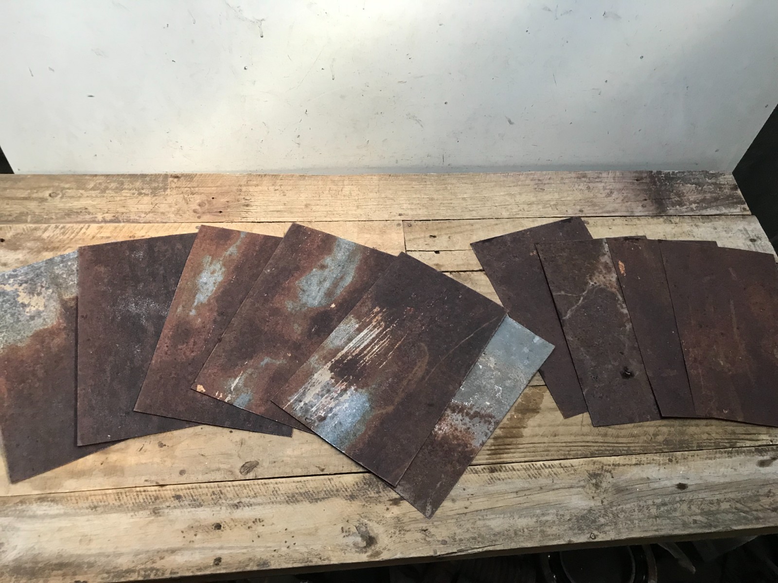 10 Rusty Galvanized Patina Sheet Metal 12″ x 7 1/2 – 8″ Wall Tile Art Garden (B)