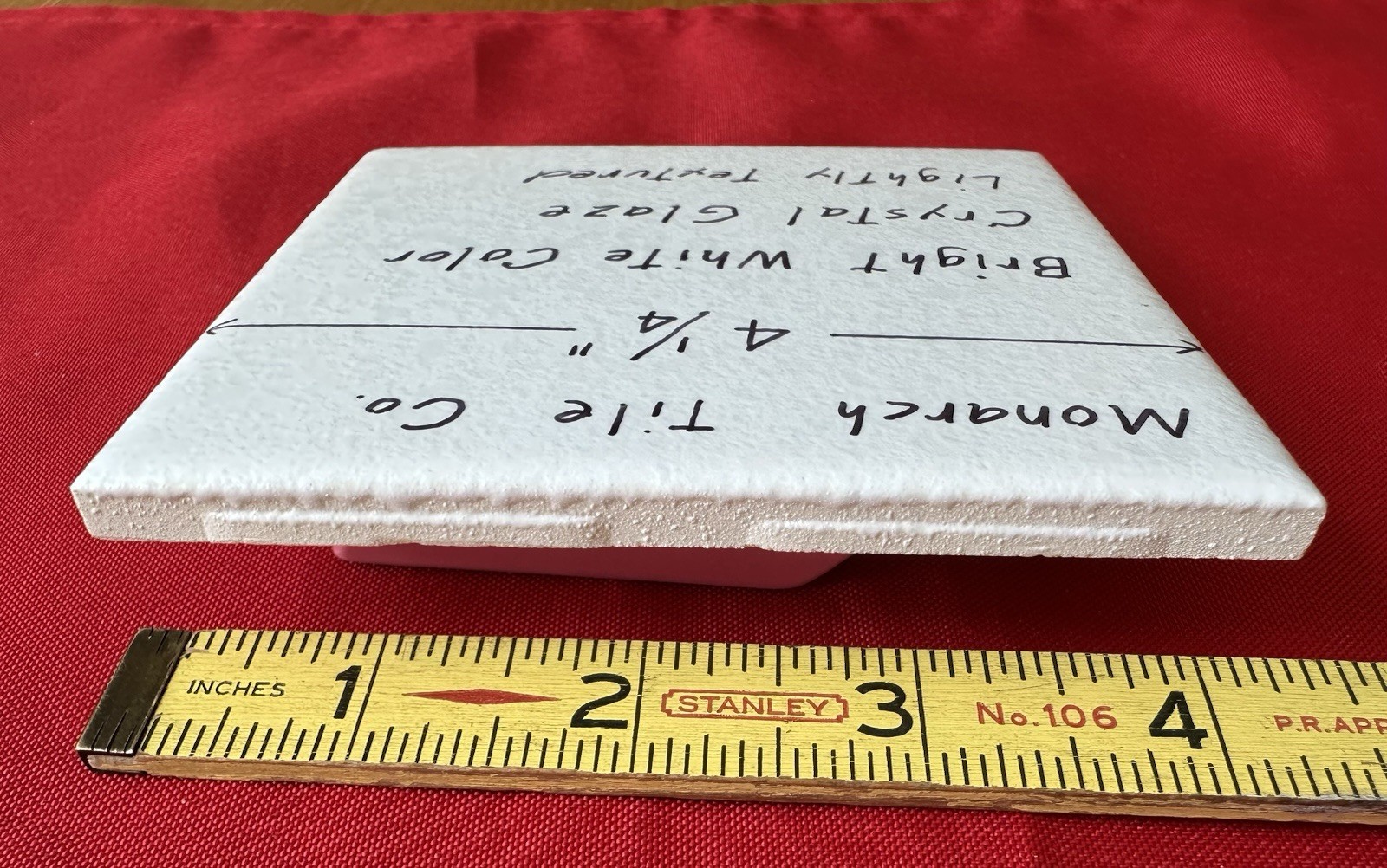 1 pc. Bright White 4-1/4″ Crystal Glazed Ceramic Tile by Monarch Tile Co. NEW