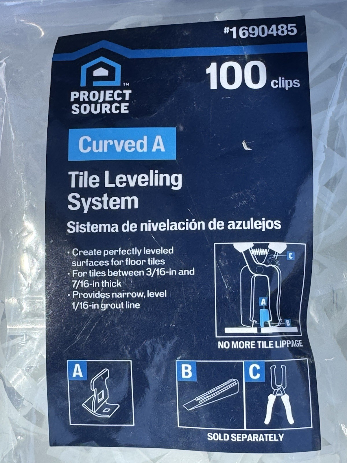 Project Source Curved A Tile Leveling System Clips 13 Bags 1,300ct Total