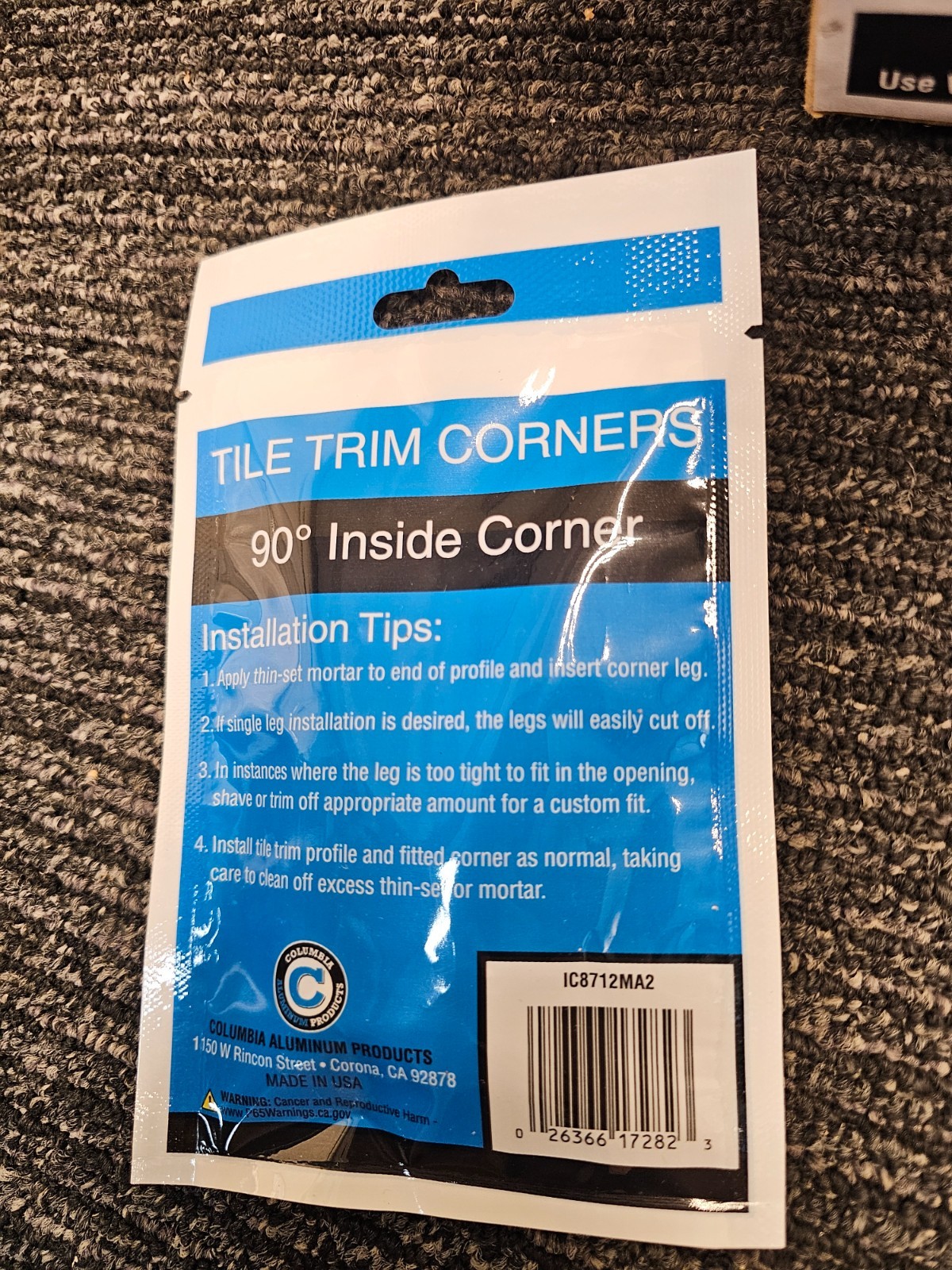 (QTY 20) TrimMaster IC8712MA2 Bullnose Inside Corner Tile Edging Trim 3/8″