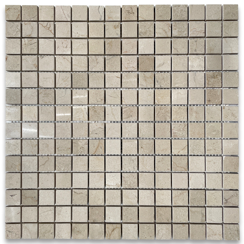 M23XP Crema Marfil Beige Marble 3/4×3/4 Grid Square Mosaic Tile Polished