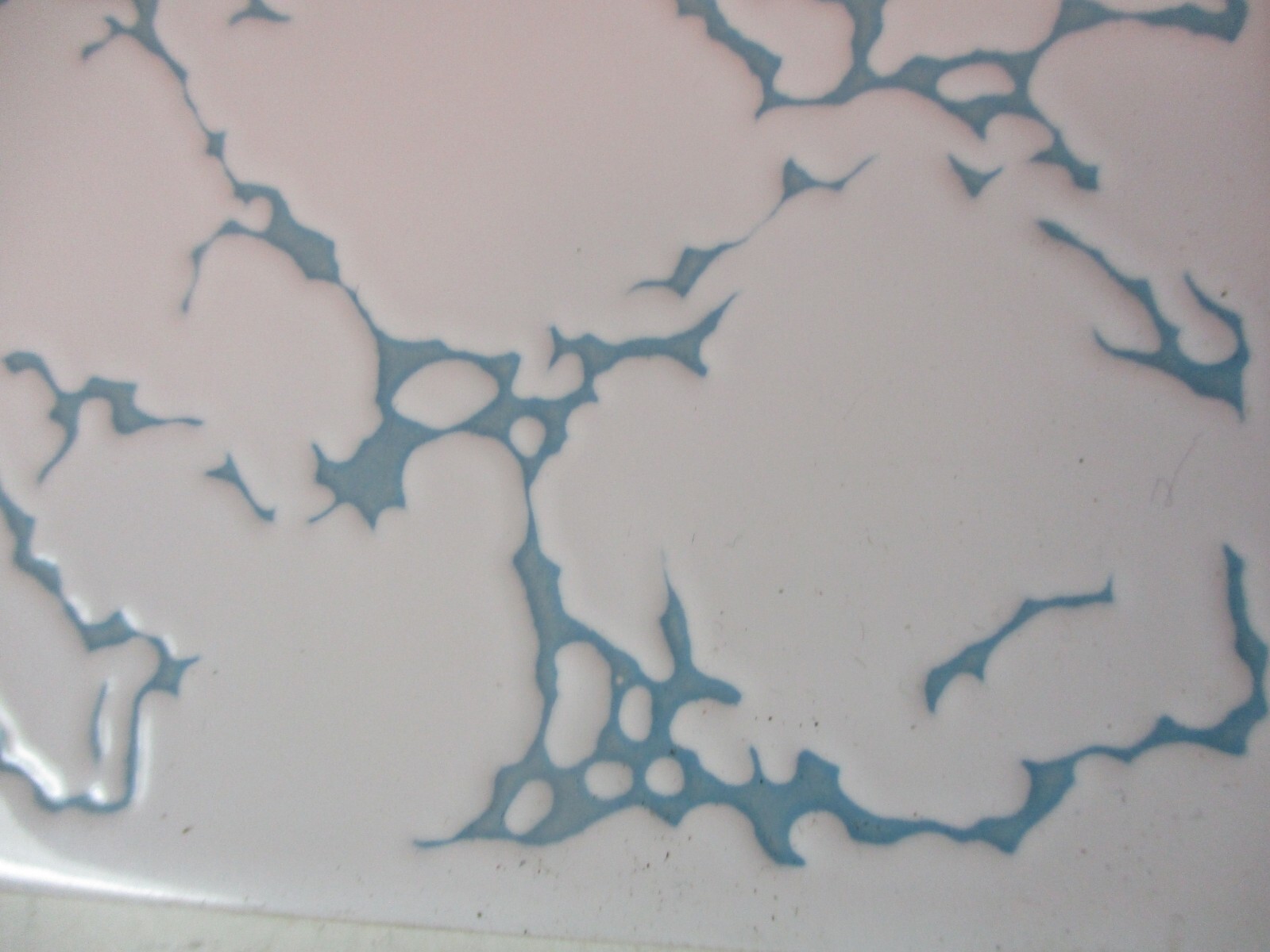 1 Wall Tile NTK Japan Powder Blue Veined on Off White Porcelain Ceramic Vintage
