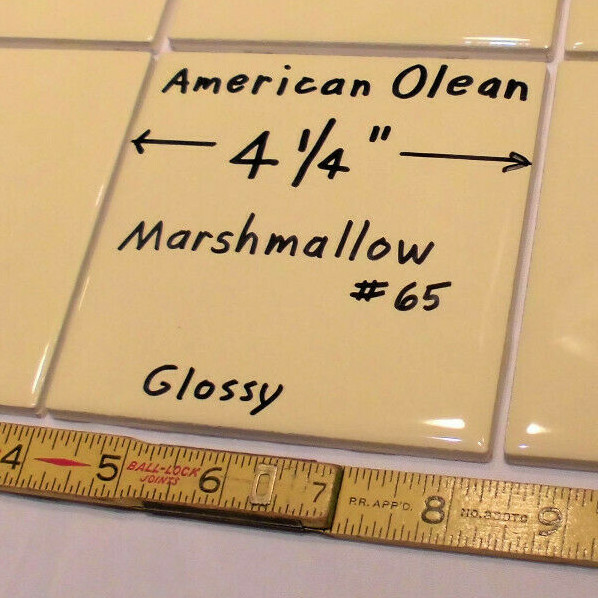 1 pc. *Glossy Marshmallow Yellow* Ceramic Tiles by American Olean…4-1/4″ NEW