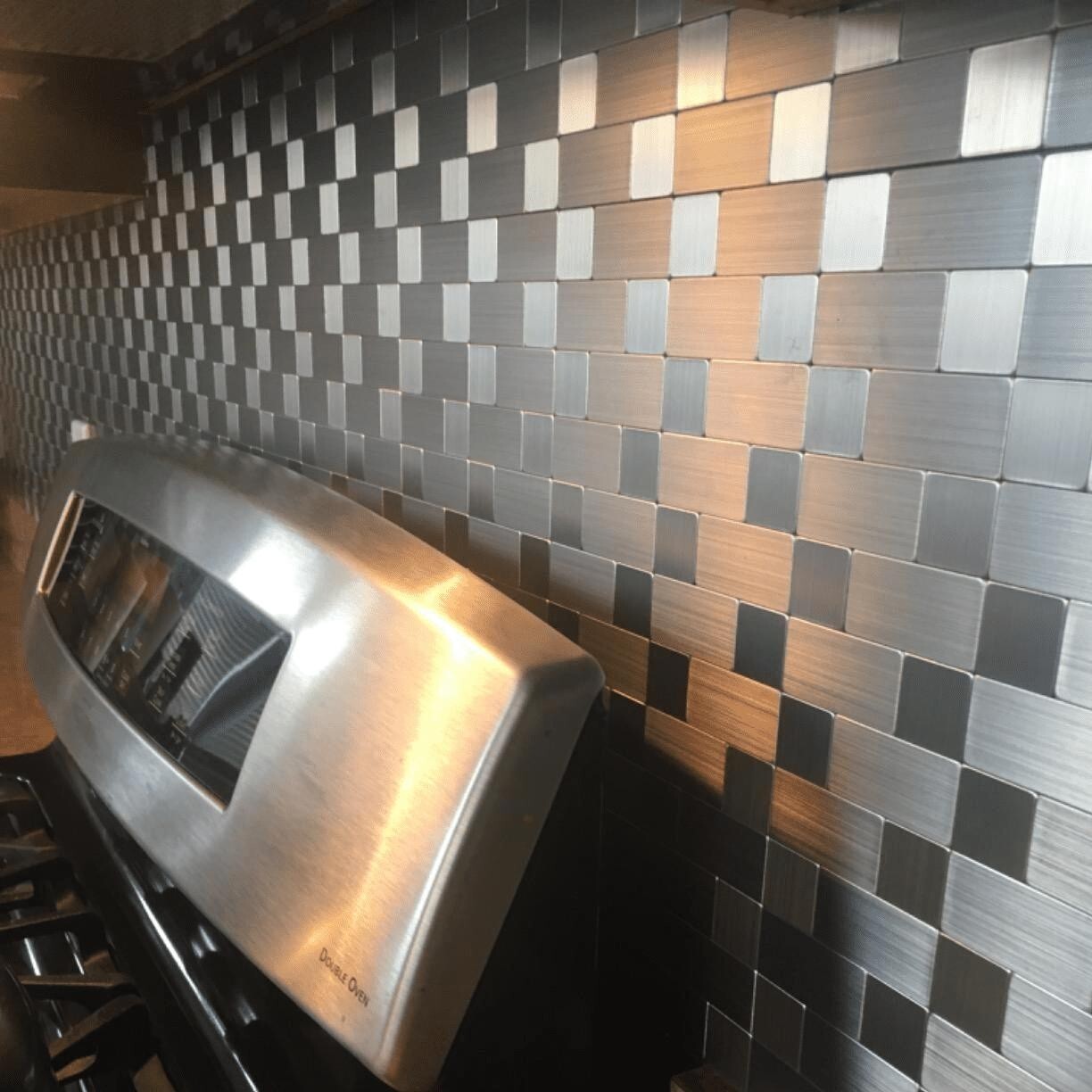 Art3d 10-Pack Peel and Stick Metal Backsplash Tiles Bath Kitchen Mosaic Tiles