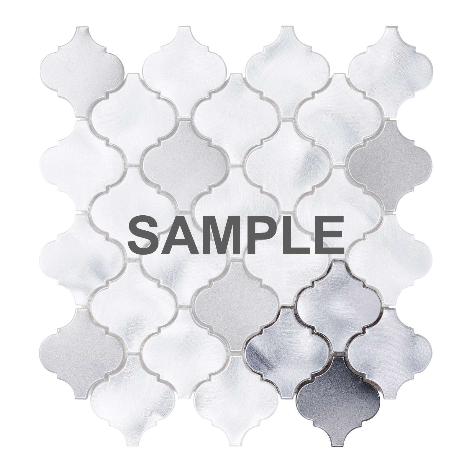 Gray Silver Aluminum Metallic Metal Arabesque Mosaic Tile Kitchen Backsplash
