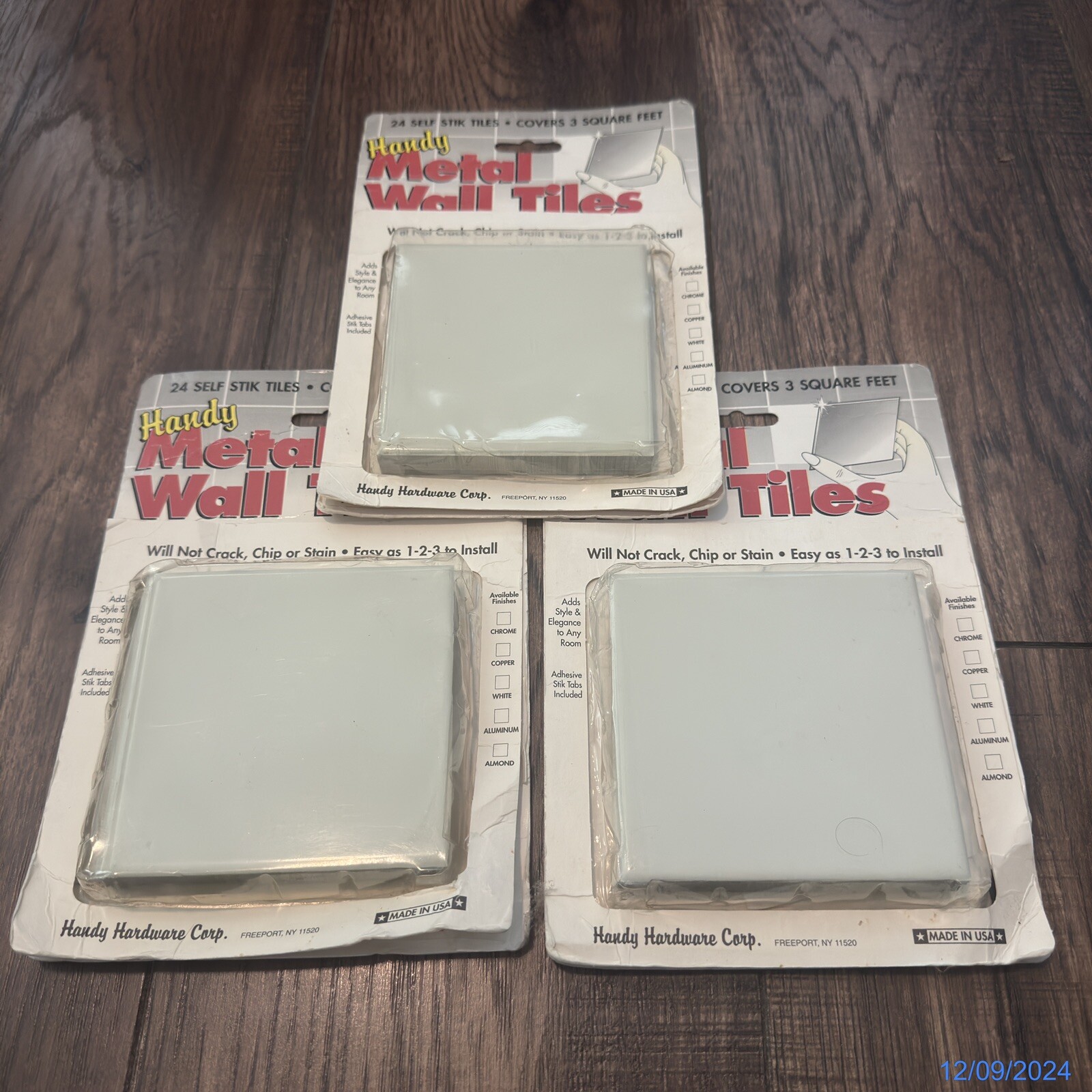 Handy Metal 4″ Square Wall Tiles Almond Finish 3 Packages Total [72x Tiles]