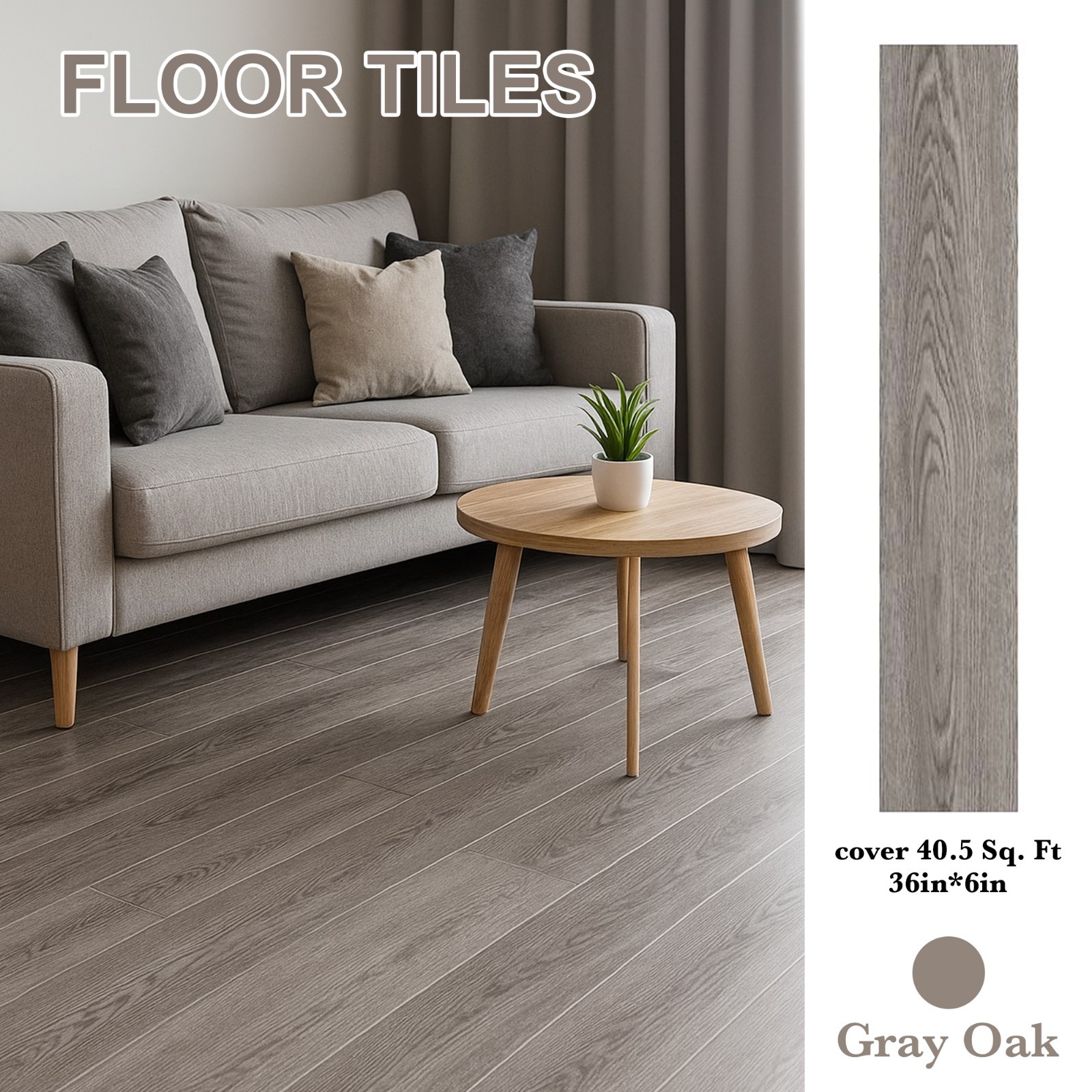 54Pcs 36″*6″Peel & Stick Wooden Vinyl Plank Flooring Tile Self Stick Adhesive