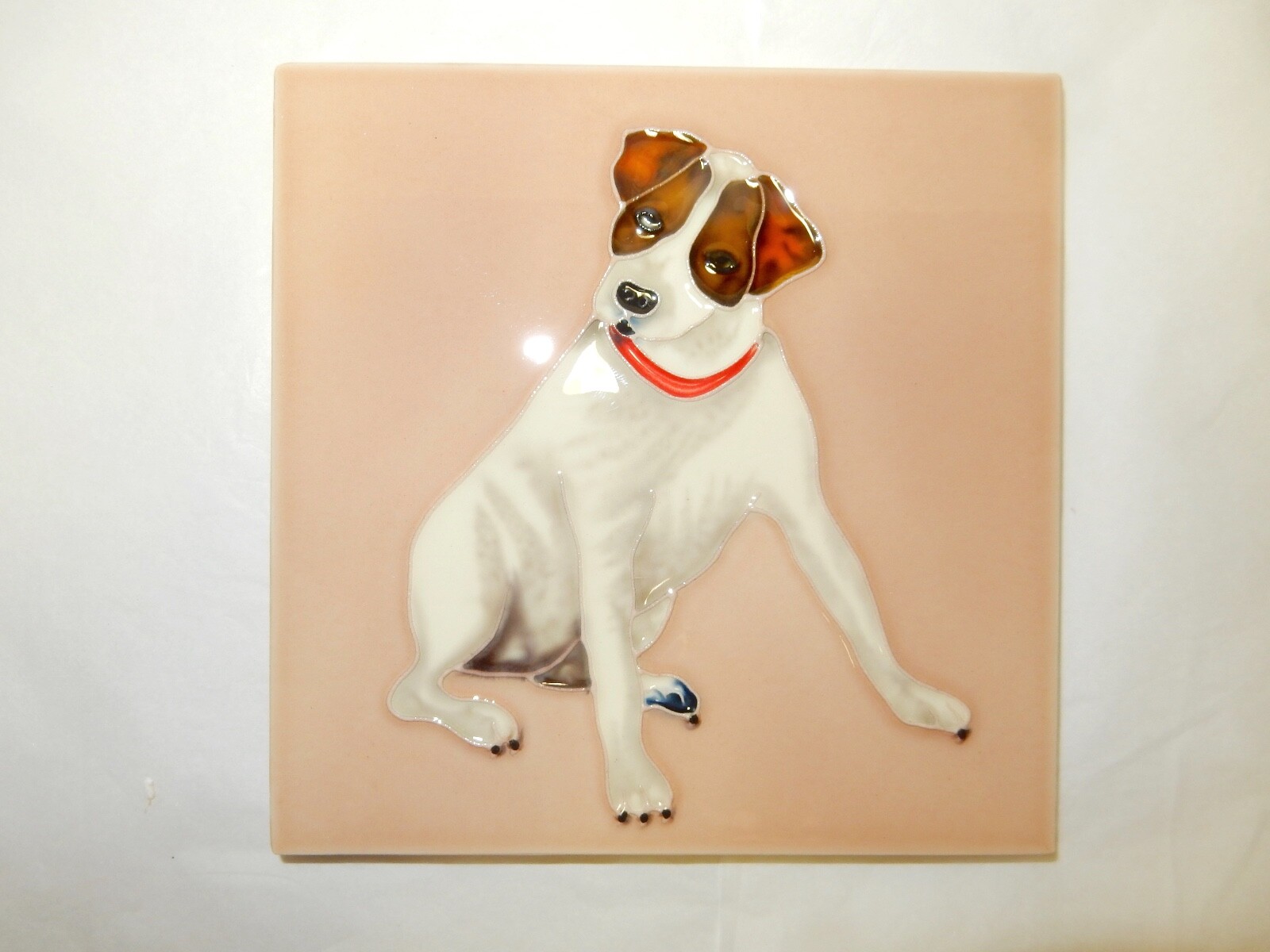 Jack Russel Terrier Glazed Ceramic Tile – Sitting Dog – Art by Tile-Craft-New!-