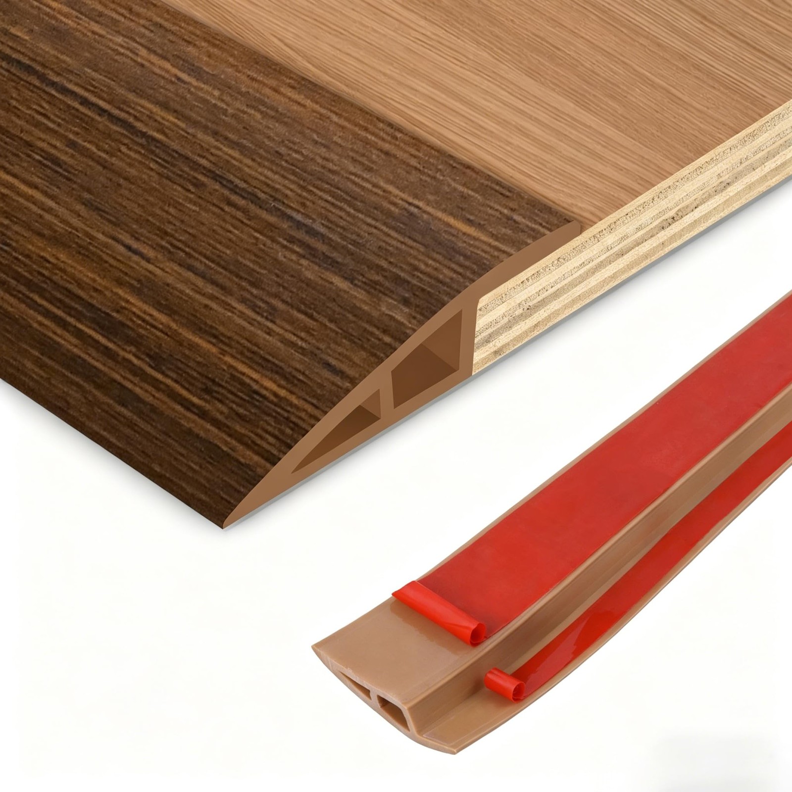 Floor Transition Strip Vinyl Door 1/5″ to 2/5″, 3.3Ft, Brown wood grain