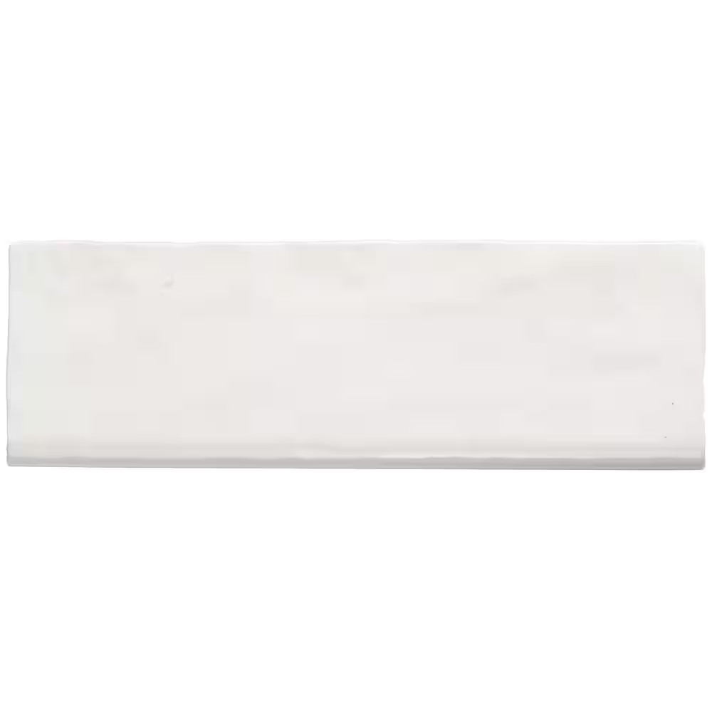 Kingston White 2.55 In. X 7.87 In. Glazed Ceramic Bullnose Wall Tile Trim (0.17