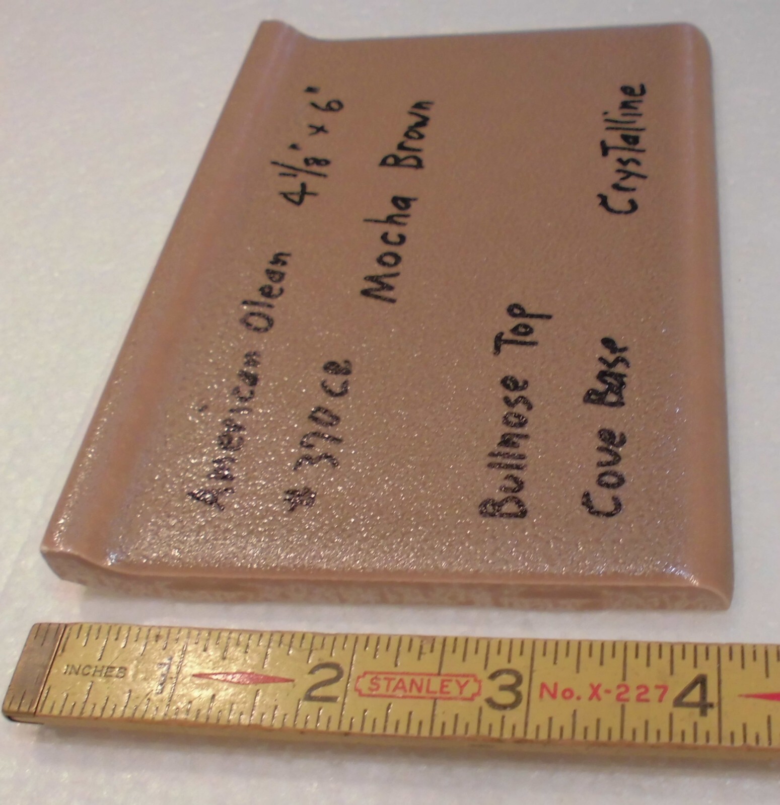1 pc. Mocha Brown; base/cove Ceramic Tile; 4-1/8″ X 6″ by American Olean, New