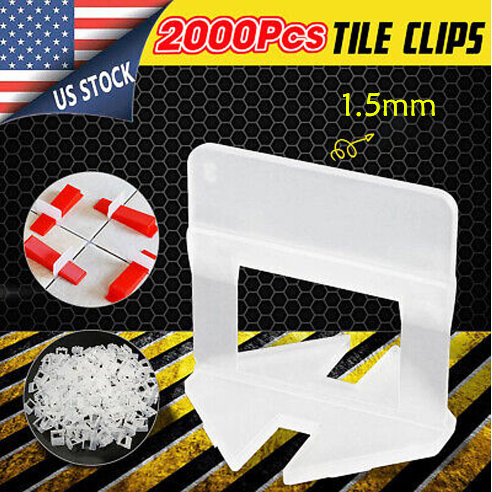 2000PCS x 1.5mm Clip Tile Leveling System Kit Floor Wall Tile Spacer Tiling Tool