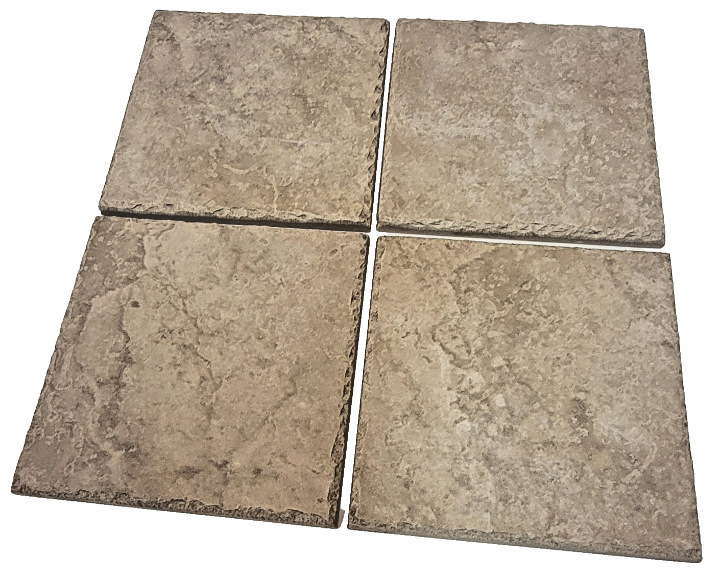 Italian Beige Ceramic Tiles 6.5″ x 6.5″ Chiseled Edge (Lot of 4) Rustic Tumbled