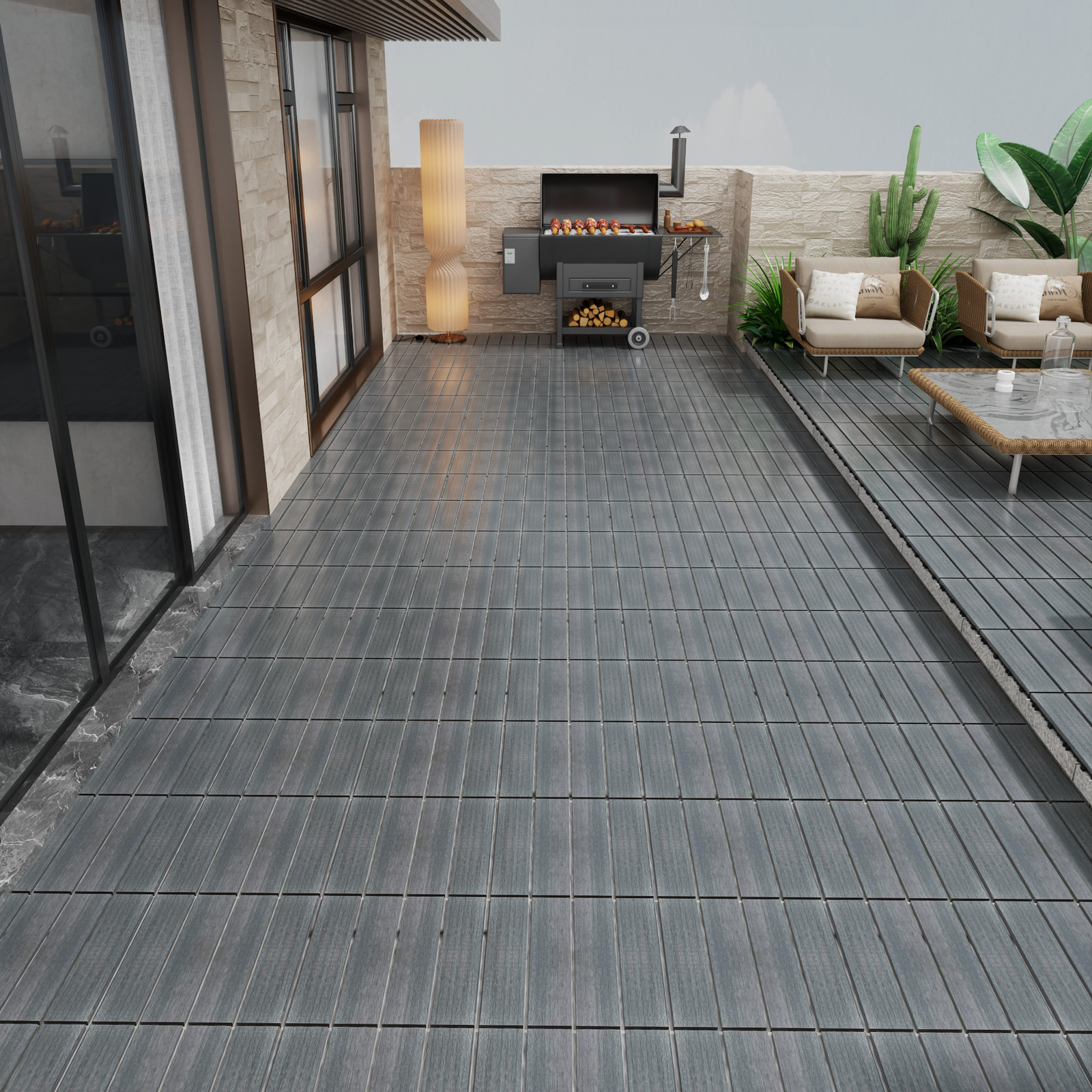 DIY interlocking deck tiles for wood-plastic composite patio decks