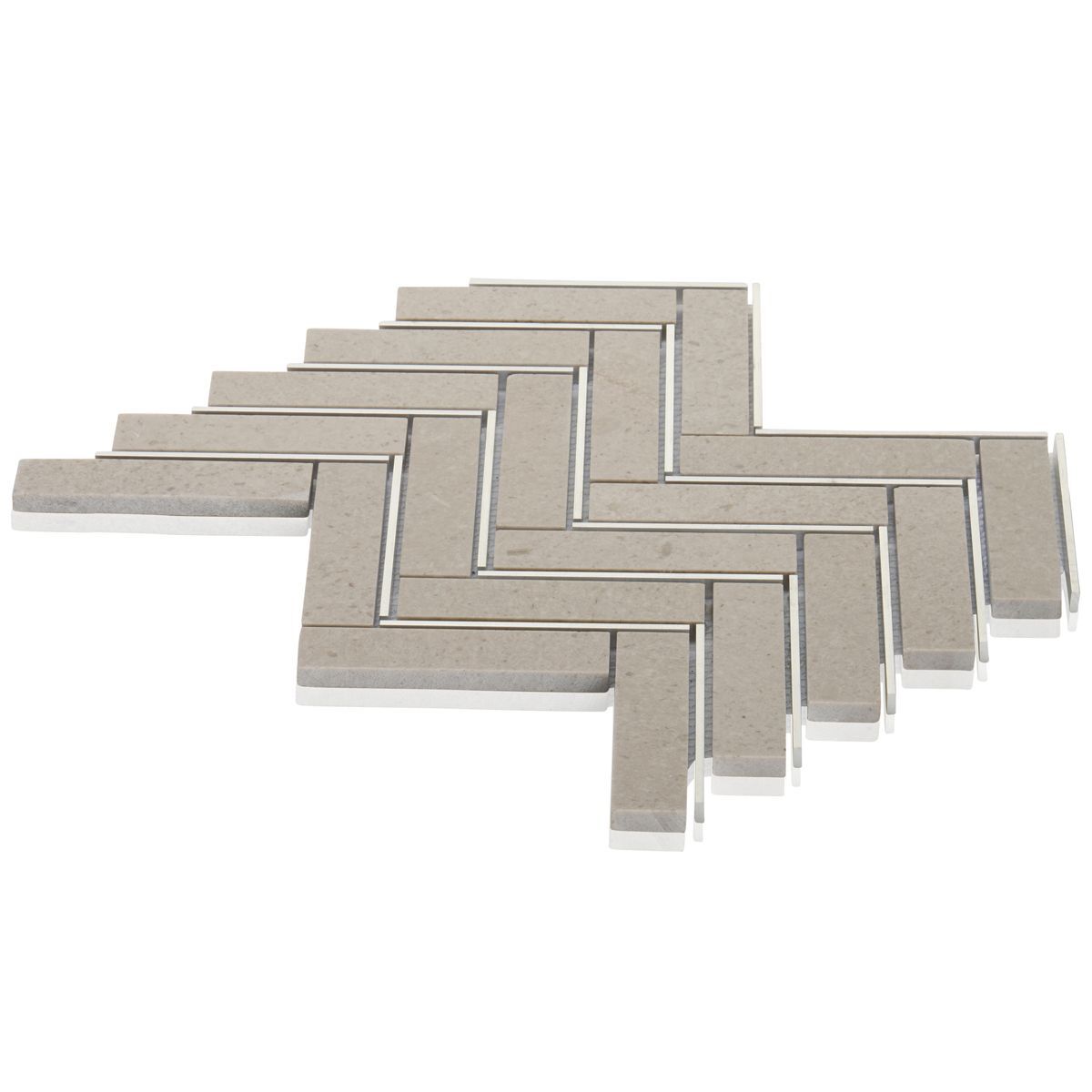 Gray Marble Stone Silver Metal Inlay Herringbone Kitchen Mosaic Tile Backsplash