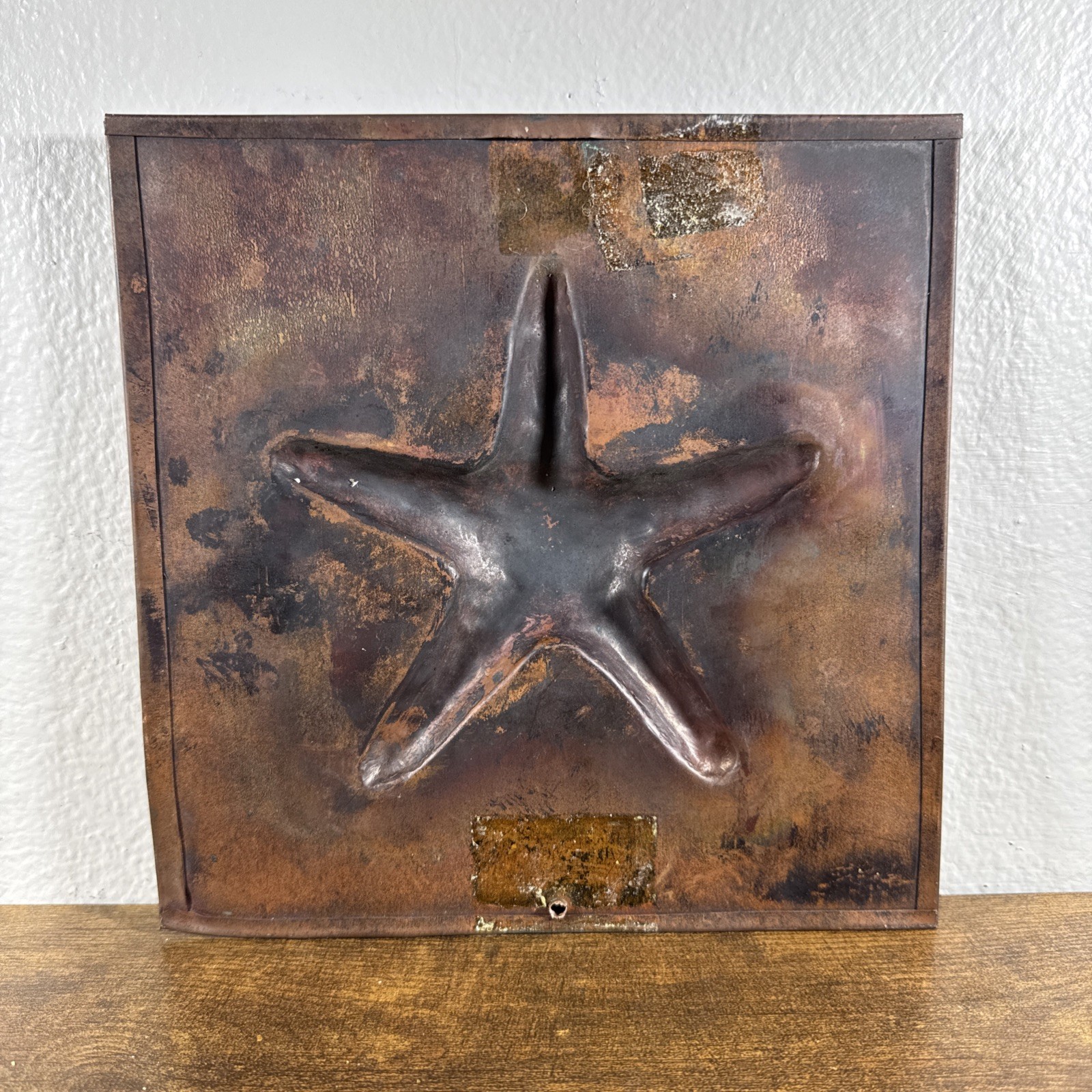 8.5 X 8.5 COPPER PATINA DECORATIVE WALL TILE SEA STAR SEA LIFE