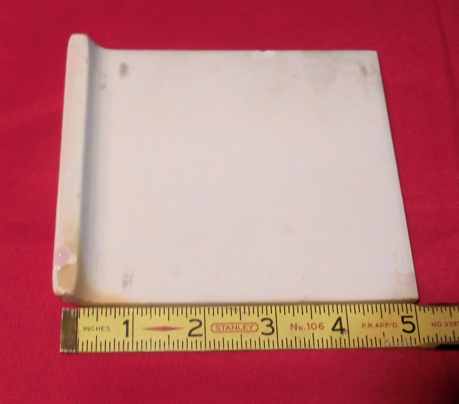1 pc. Venetian Pink: Glossy Ceramic Radius Bullnose Tile 4-5/16″ X 5″ Robertson