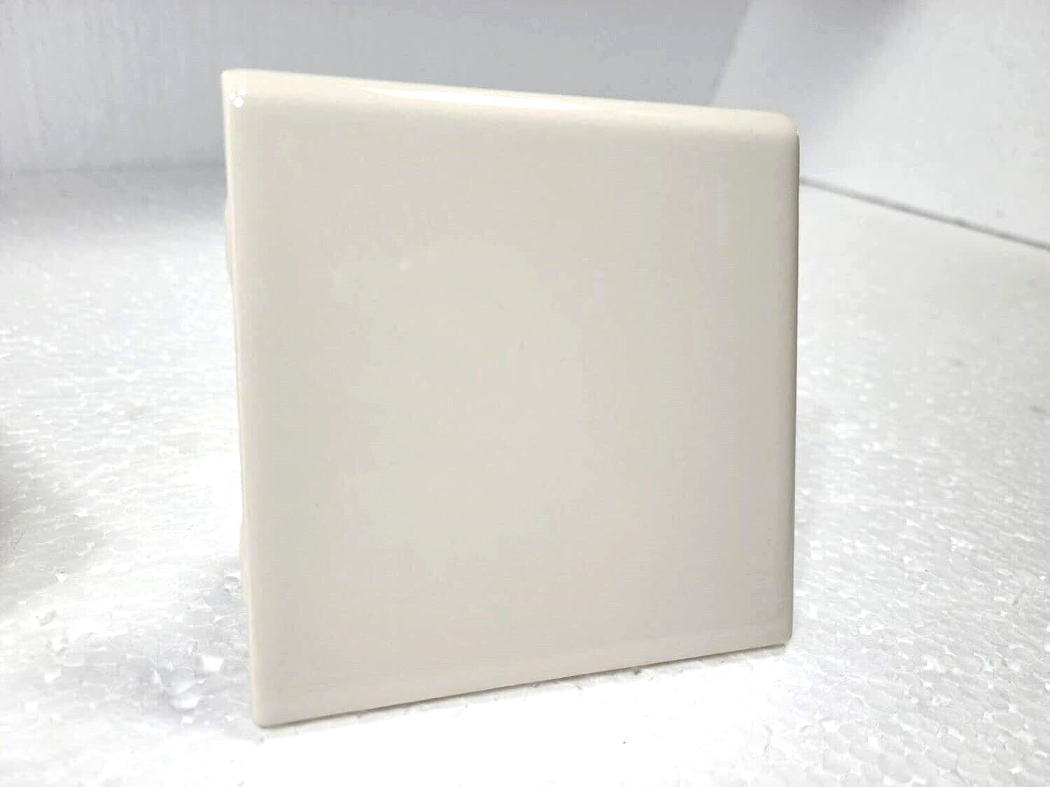 Beige Almond Ceramic 4.25X4.25 in Bullnose Tile Square Subway Trim Curved (1 PC)
