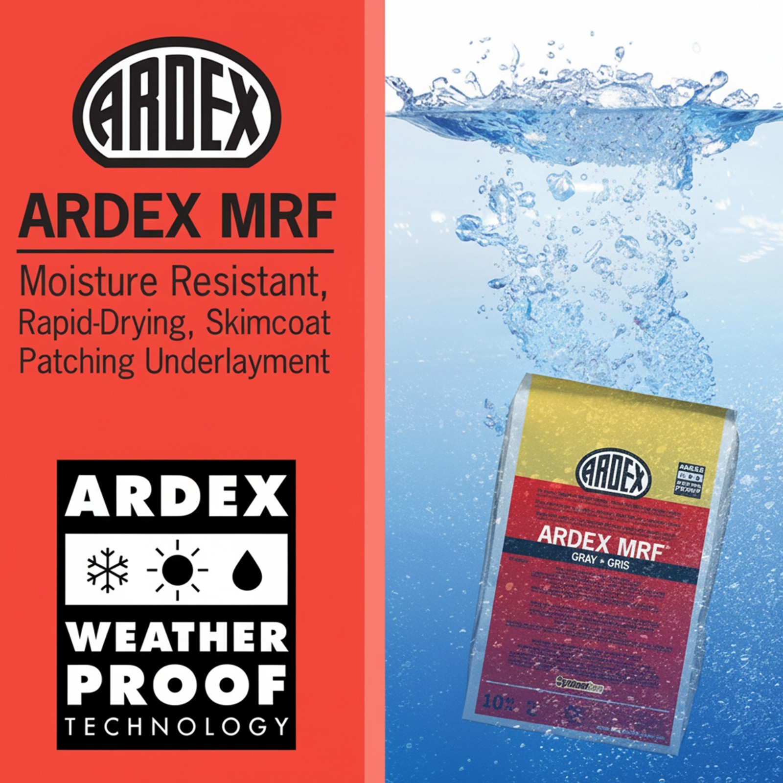 Ardex MRF Water Resistant Rapid-Drying, Skimcoat Patching Underlayment 10 Lb Bag
