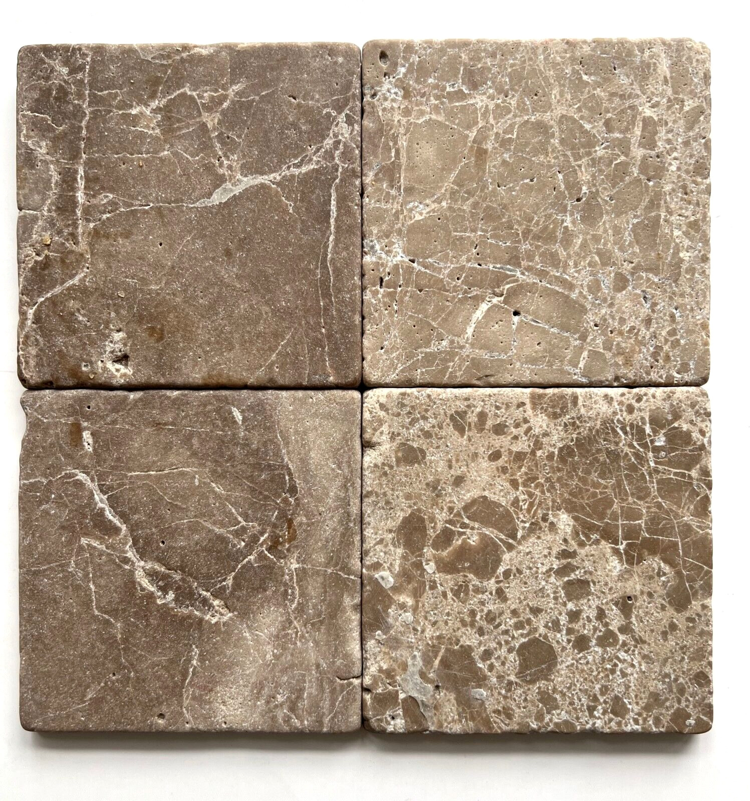 Dark Emperador 4×4 Tumbled Marble Tile Backsplash Floor Wall (Sold by 1 SF)