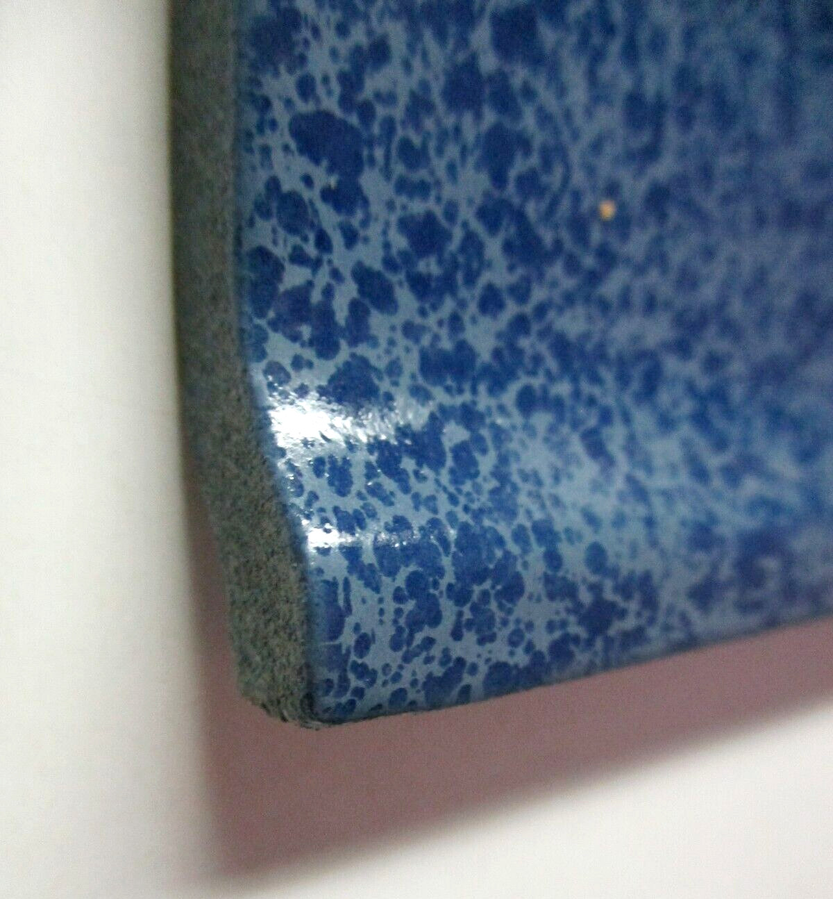 1 Bullnose Cove Base Tile Mannington USA 6″ Mottled Light Dark Blue Ceramic Vtg