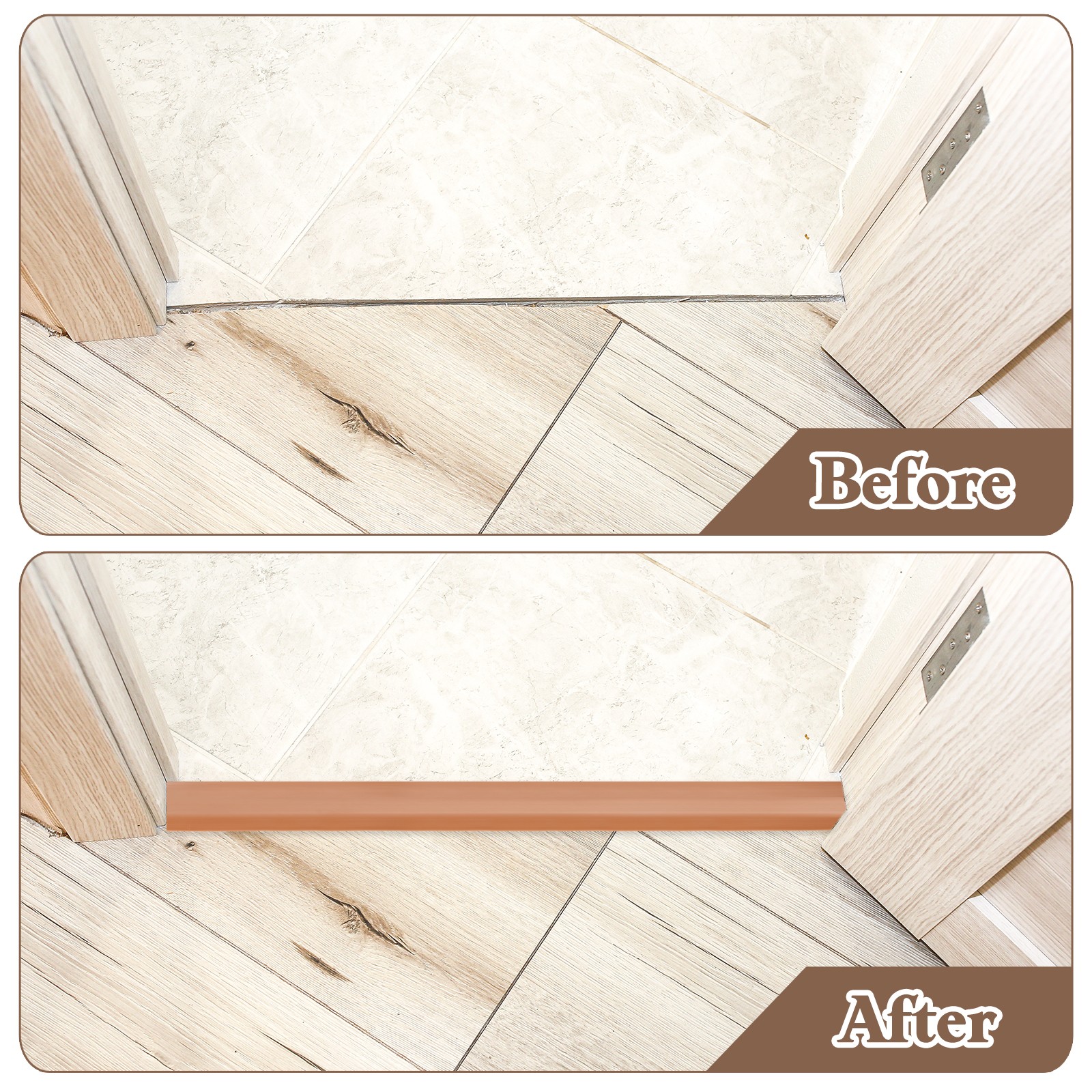 3.28Ft x 2.8″ x 0.71″ Floor Transition Strip, Dark Brown Wood Grain