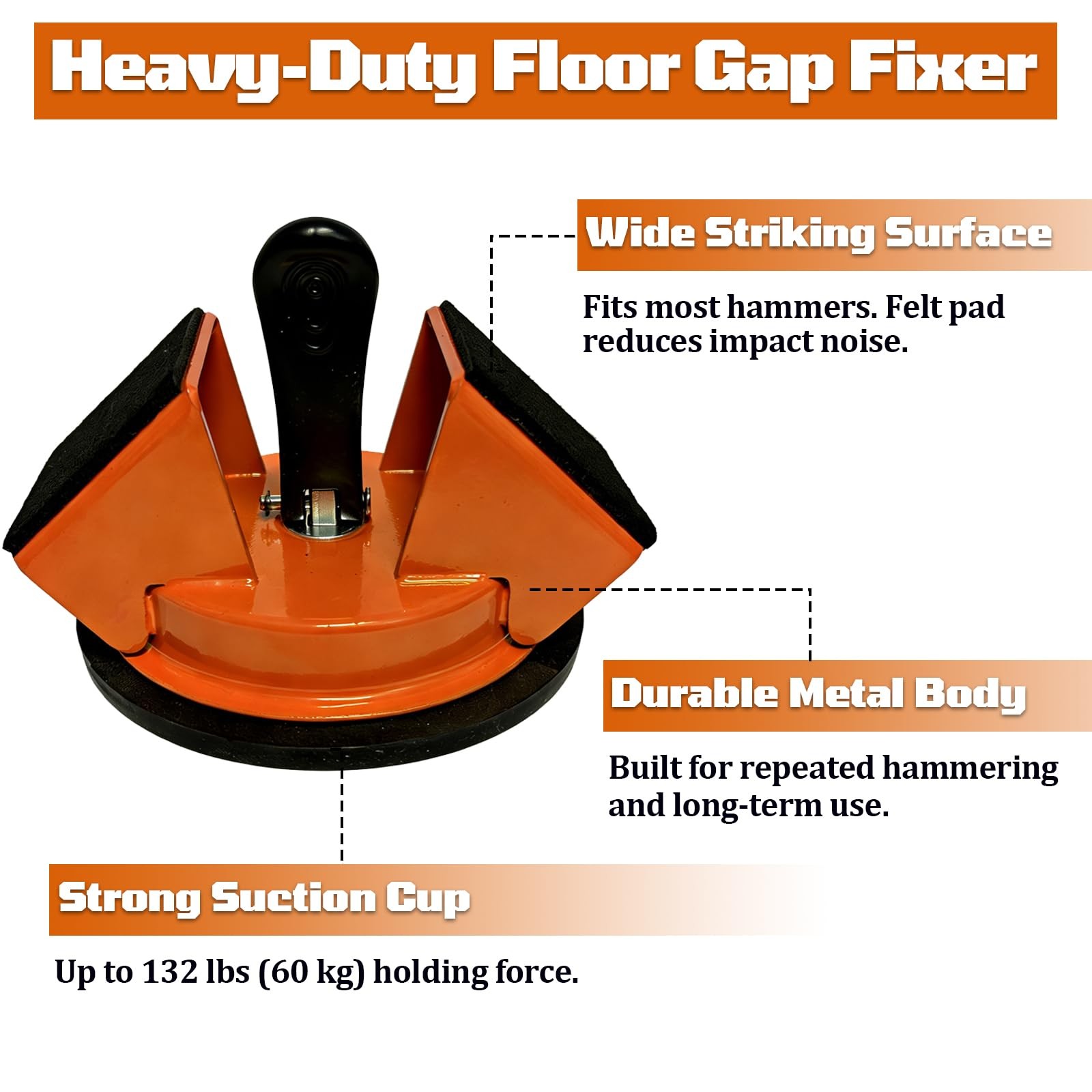 Floor Gap Fixer Tool with Strong Suction Cup & 45° Striking Surface,Includes …