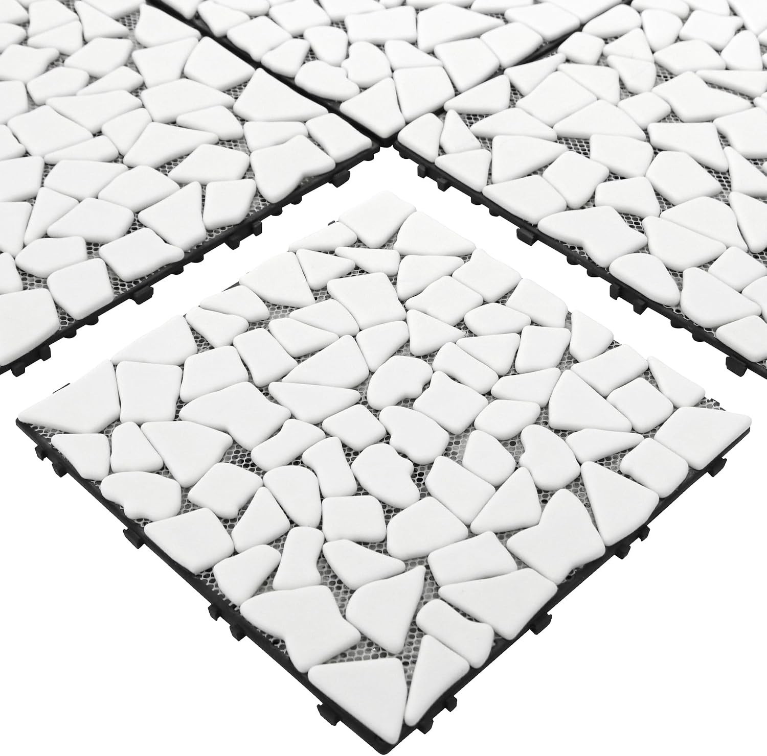 Stunning 4PCS Waterproof Marble-Look Interlocking Deck Tiles for Stylish Spaces