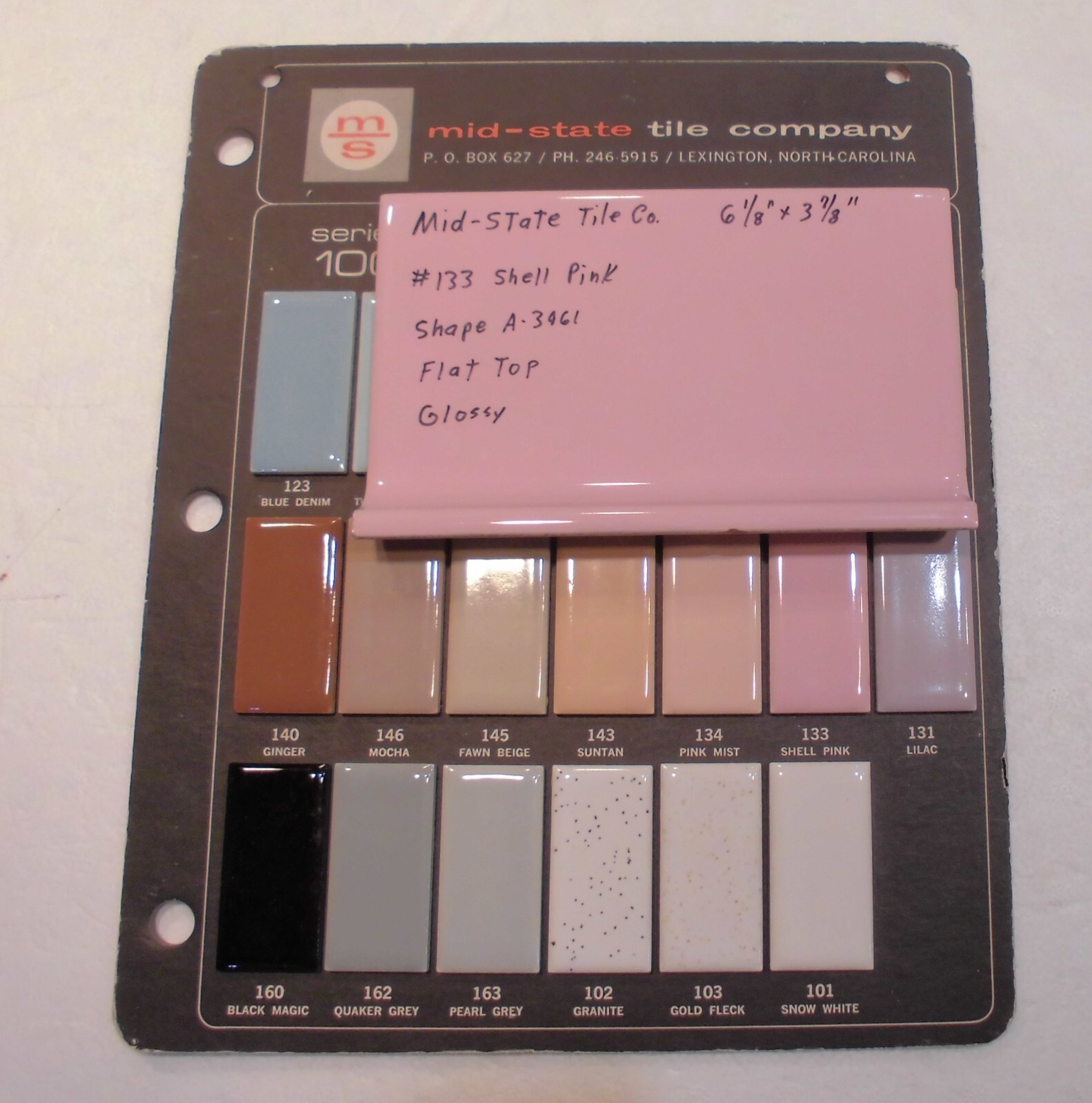 1 pc. Shell Pink: 4” X 6” Glossy Ceramic Cove Base Tile by Mid-State: Flat Top