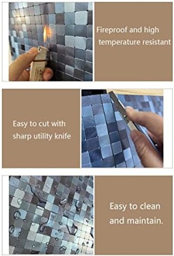 XUANINY 5-Sheet Peel and Stick Backsplash Tiles Dark Blue Surface Aluminum Mo…