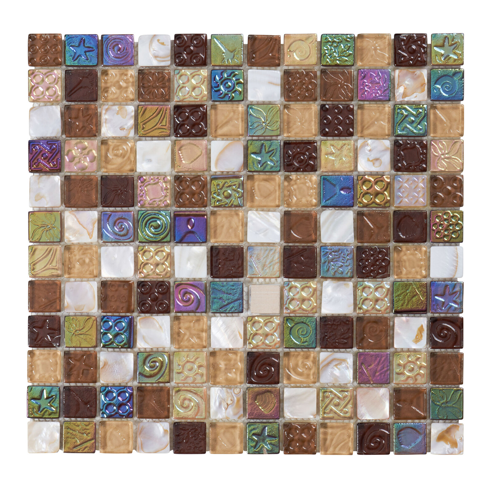 Brown Mother Of Pearl Sell Iridescent Glass Mosaic Tile Kitchen Bath Backsplash
